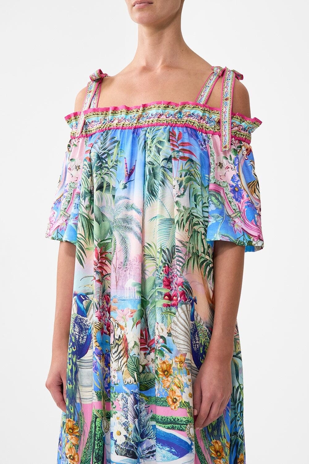 Camilla Long Off Shoulder Frill Dress With Straps Spirit Of Santa Maria at Nordstrom - 4