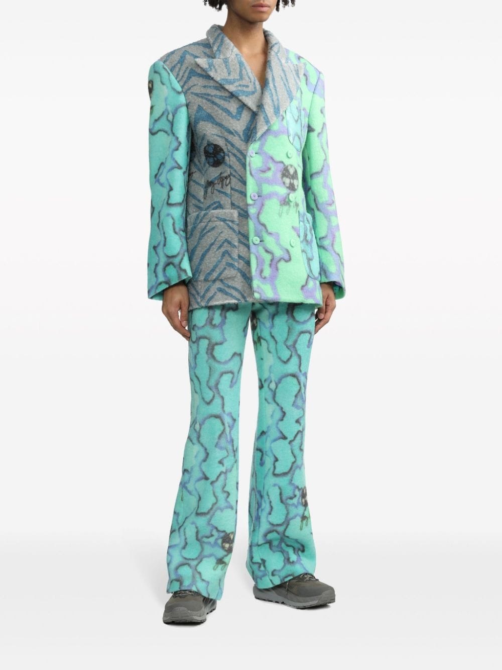 graphic-print flared trousers - 2