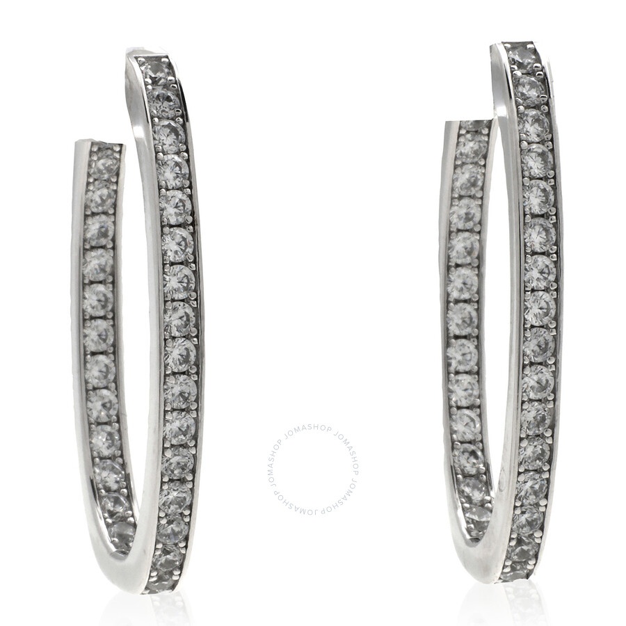 Apm Monaco - APM Monaco Pave Oval Sterling Silver Earrings - 1