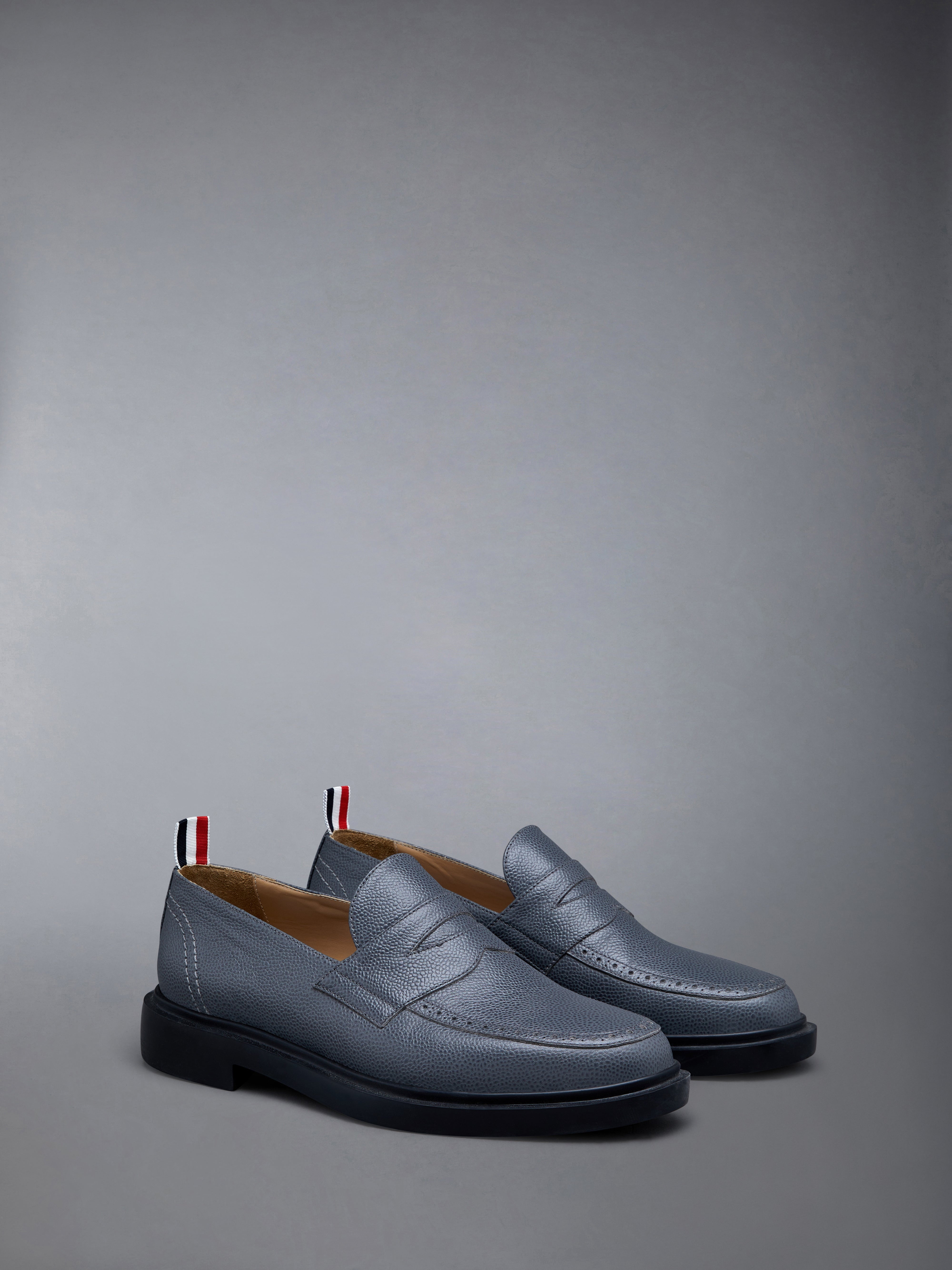 Pebble Grain Leather Rubber Sole Penny Loafer - 2