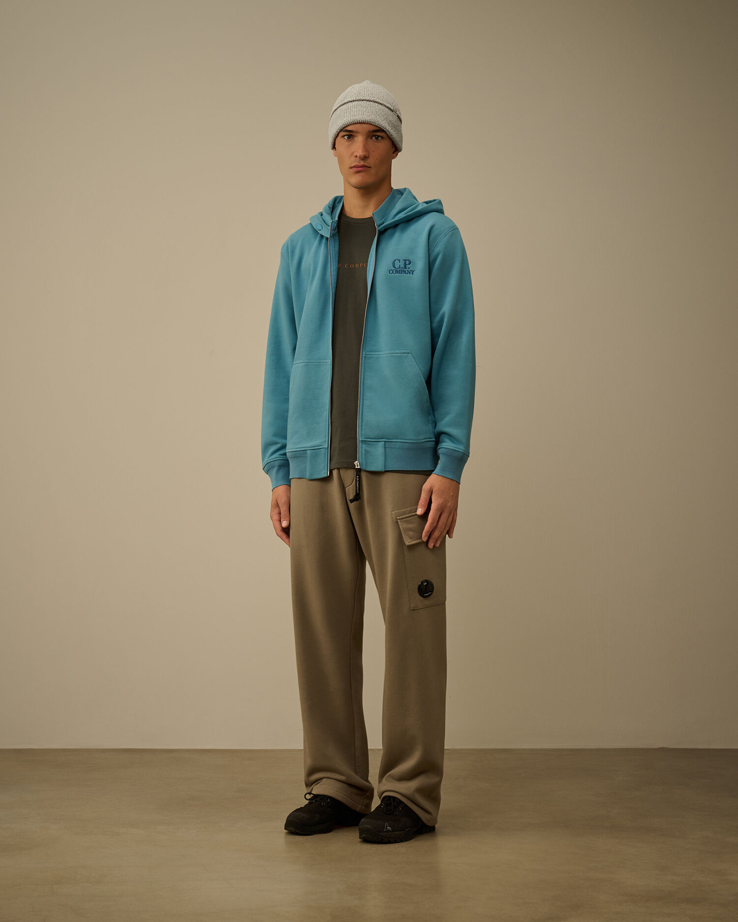 Diagonal Raised Fleece Hooded Full Zip Sweatshirt - 2