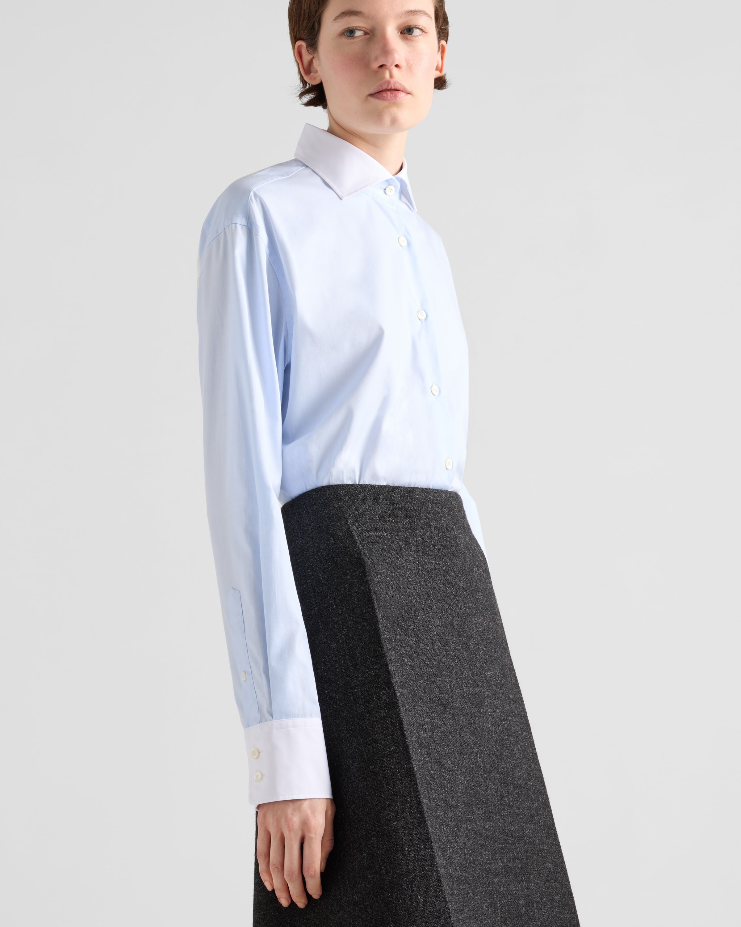 Embroidered Oxford cotton and poplin shirt - 4