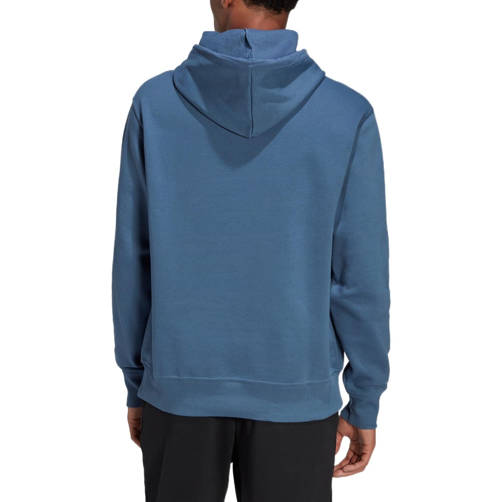 adidas Solid Color Brand Drawstring Hooded Long Sleeves Hoodie Unisex Blue HL9382 - 3