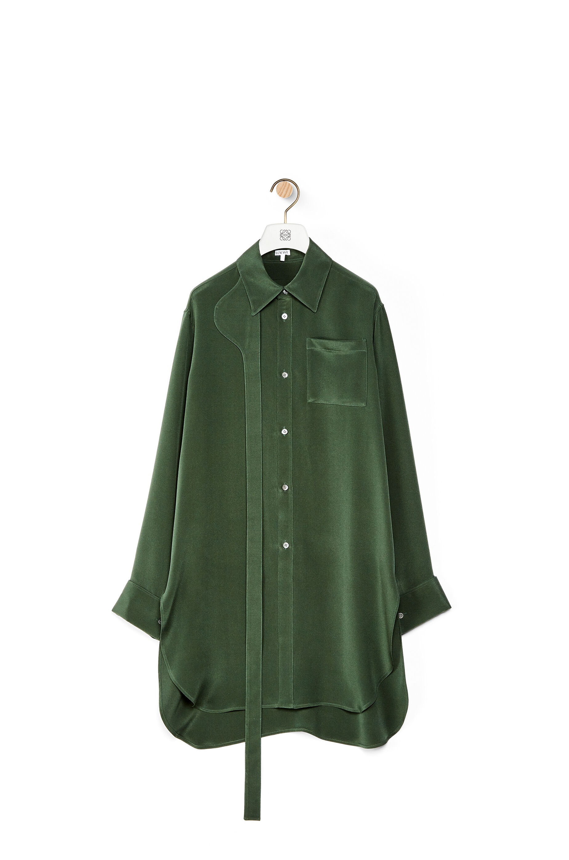 Long oversize shirt in silk crepe de chine - 1