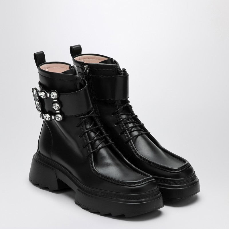 Roger Vivier Black Leather Lace-Up Boot Women - 2