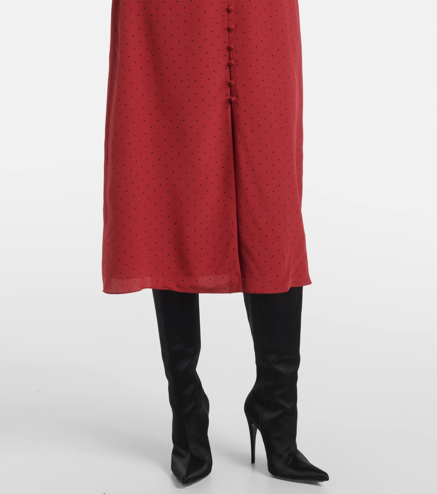 Polka-dot silk midi dress - 5