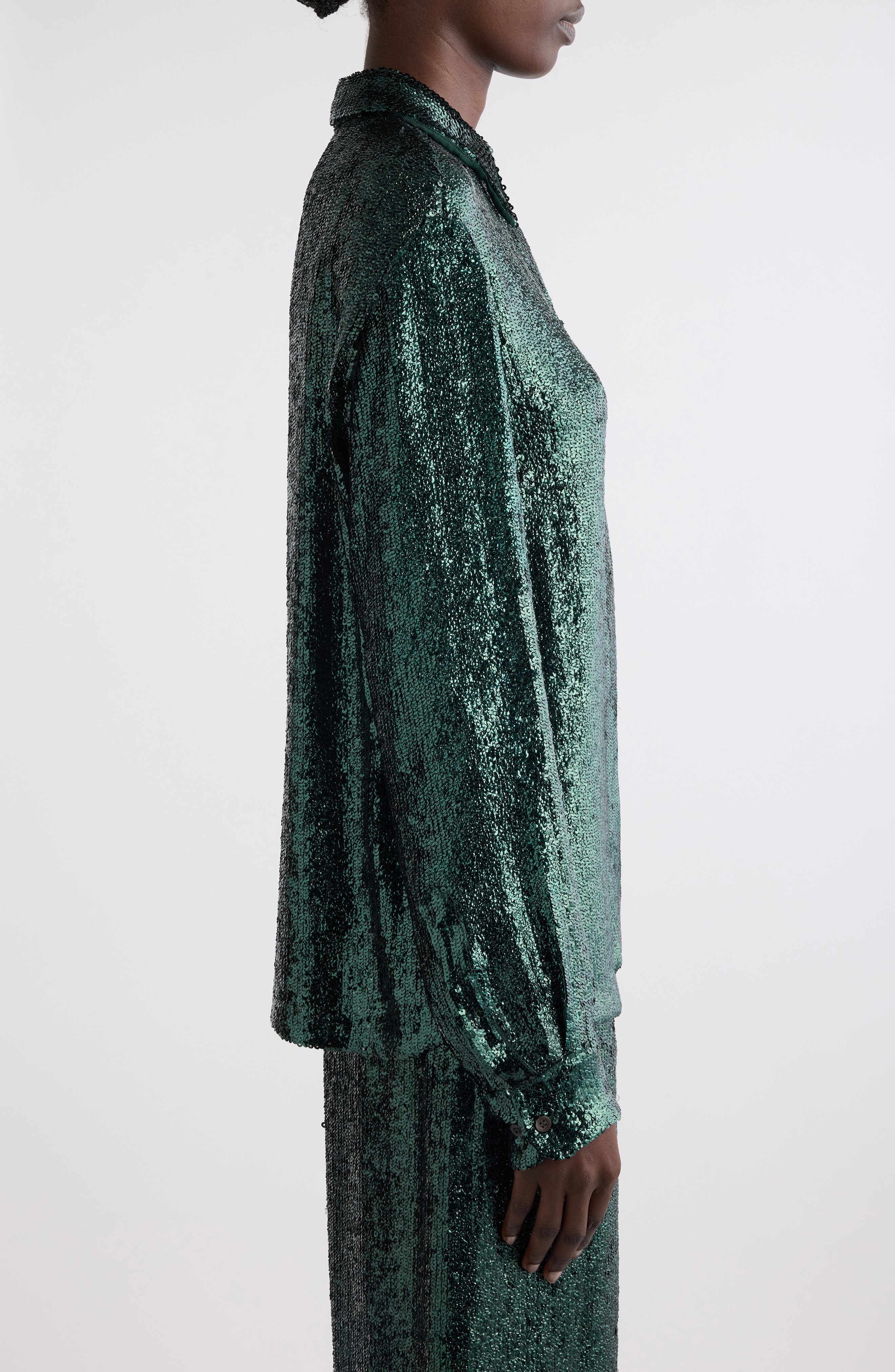 Dries Van Noten Chowy Sequin Button-Up Shirt in Bottle at Nordstrom - 3