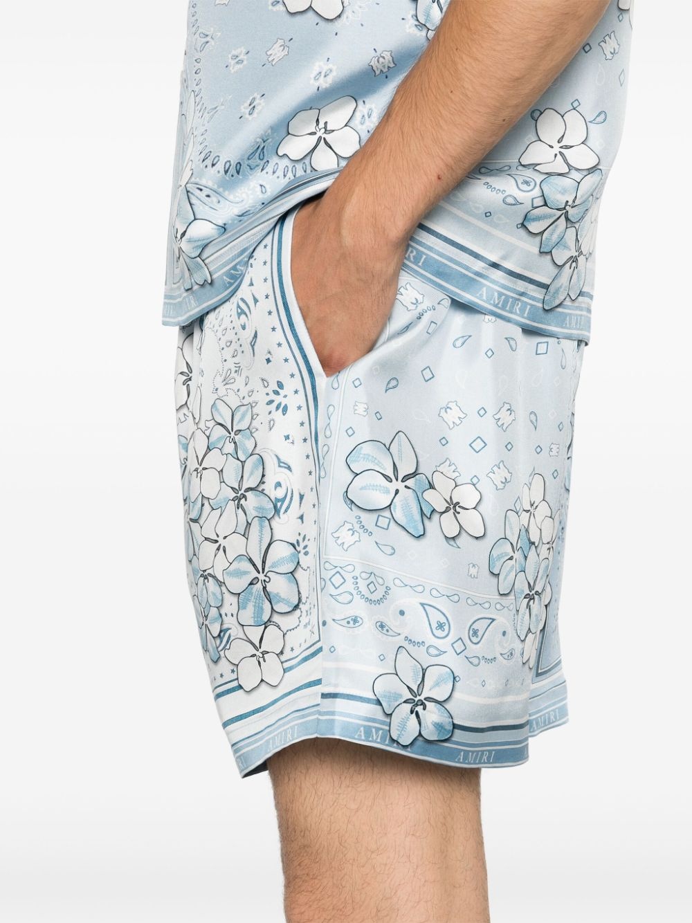 Bandana floral silk shorts - 5