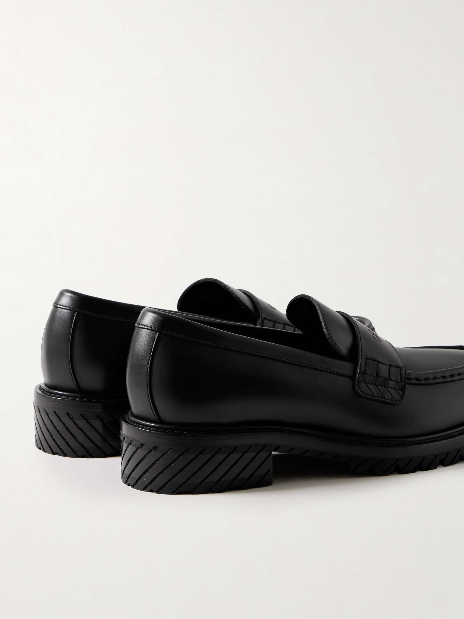 Military Logo-Debossed Leather Penny Loafers - 5