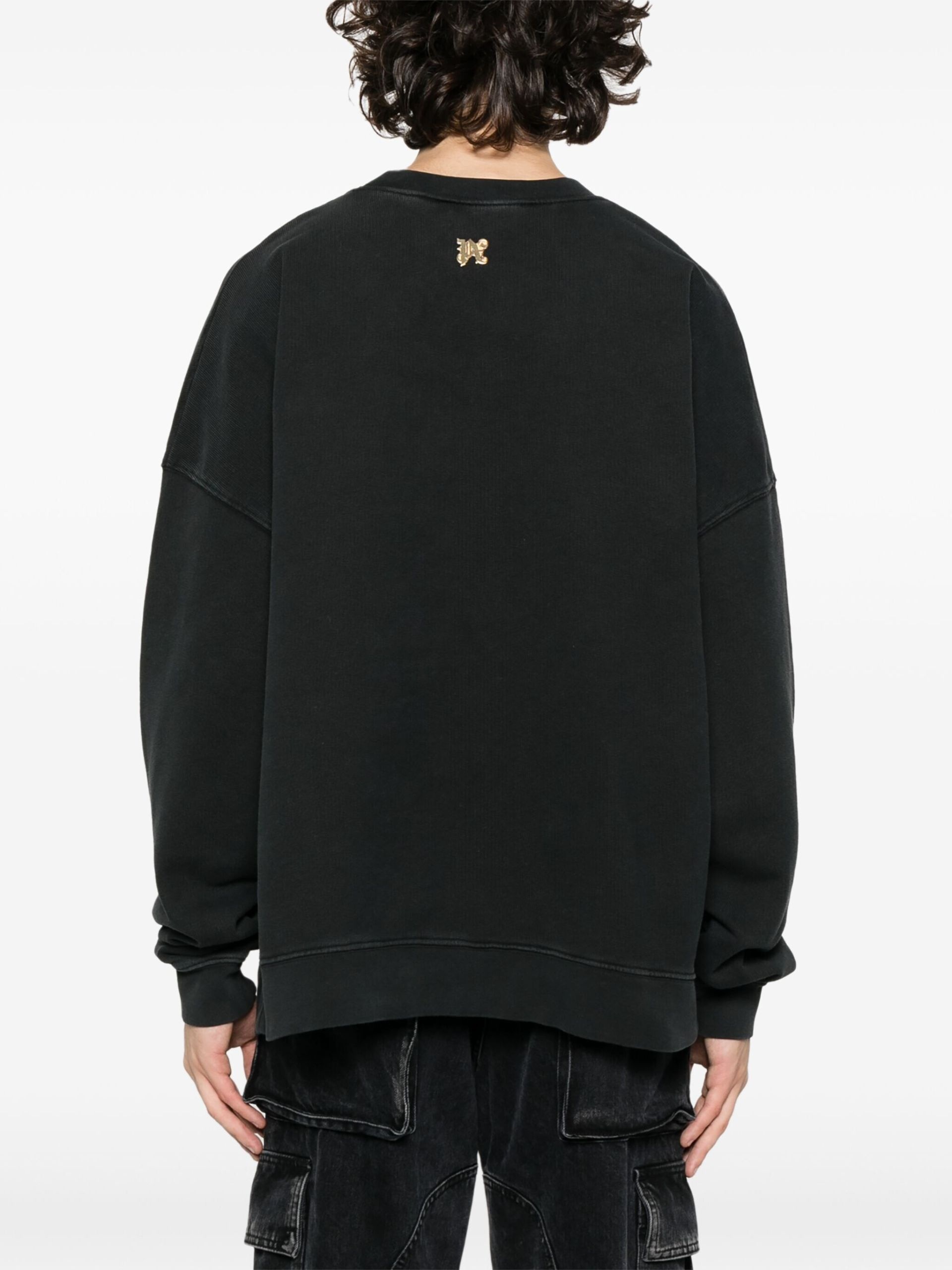 Black Burning-print cotton sweatshirt - 4