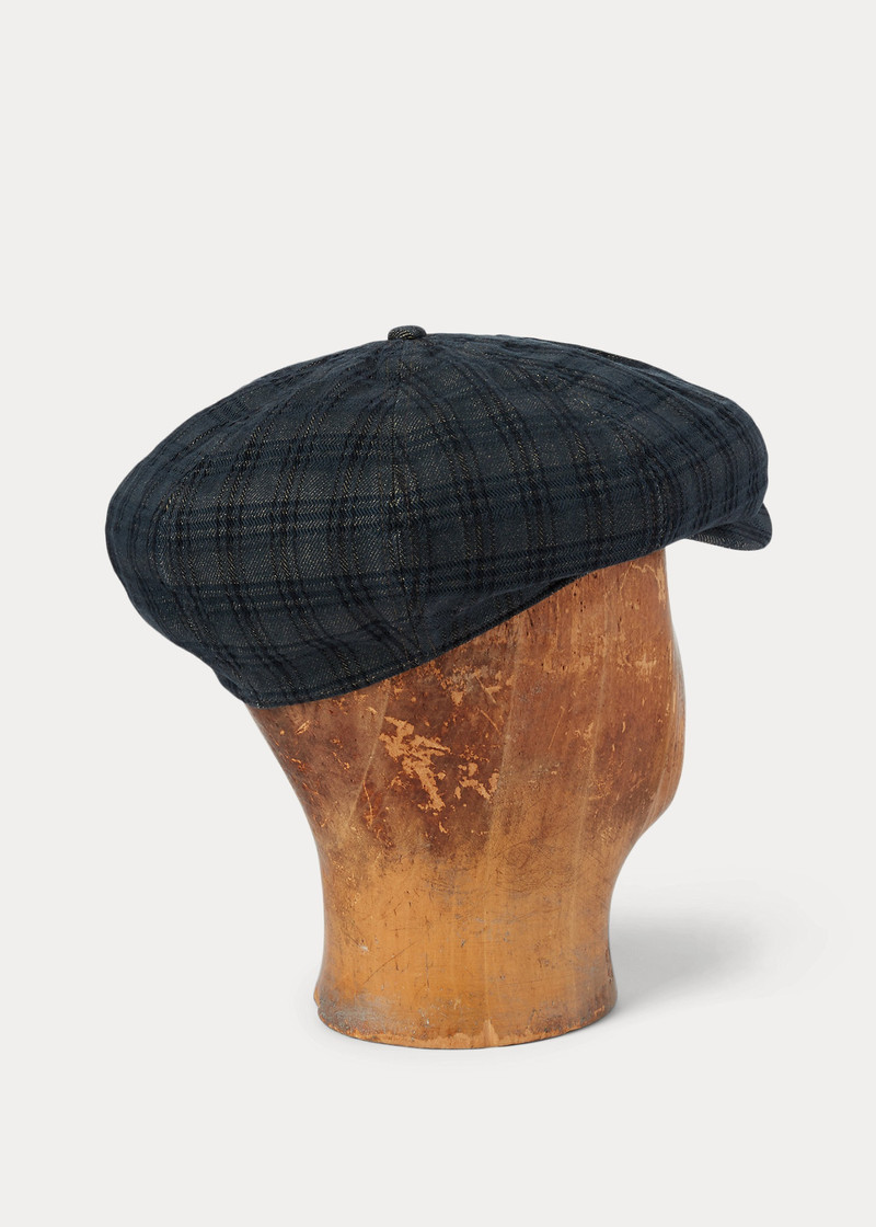 RRL by Ralph Lauren Plaid Jacquard Denim Newsboy Cap outlook