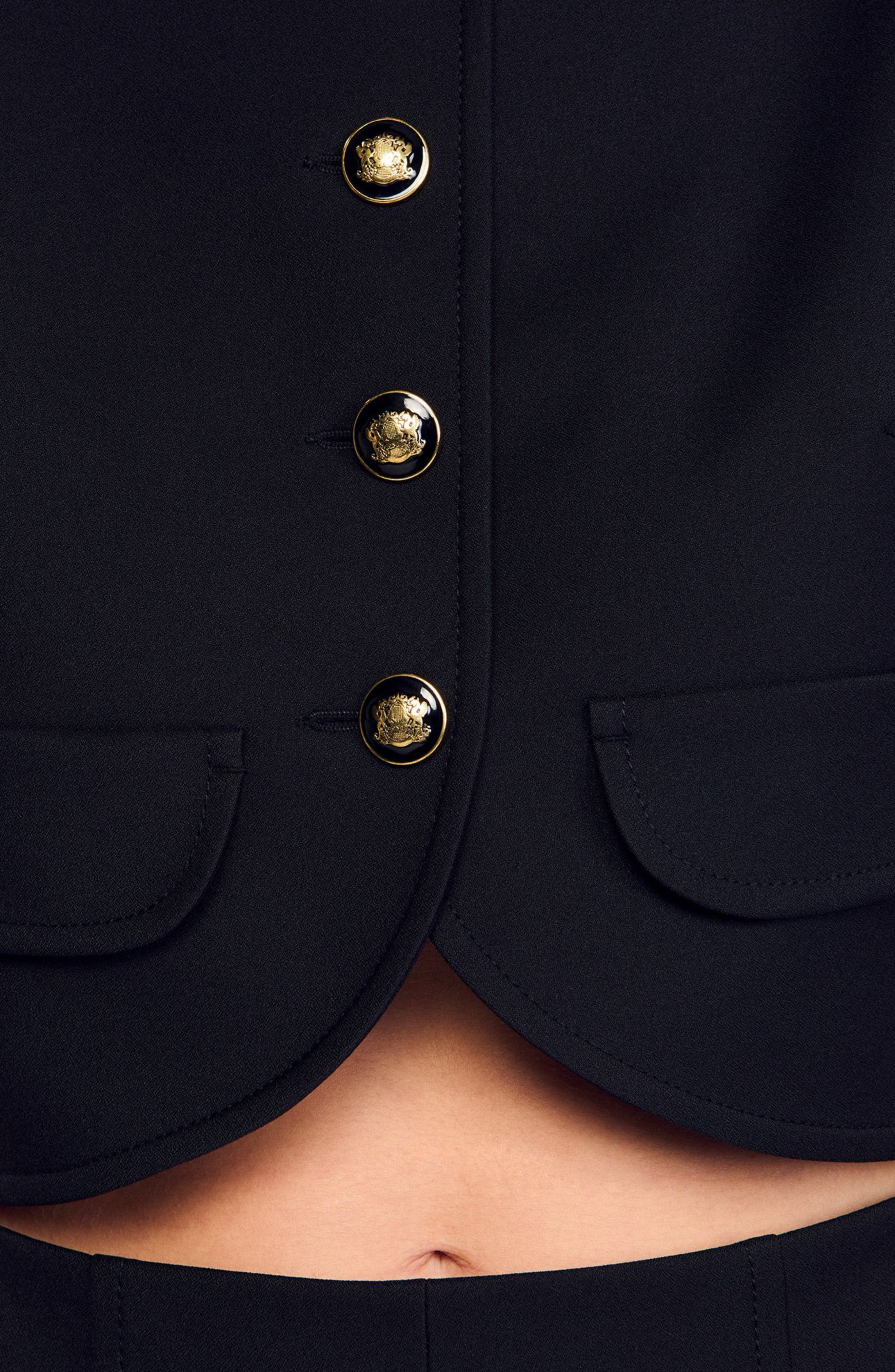 SANDRO Decorative buttoned crop top in Black at Nordstrom - 5