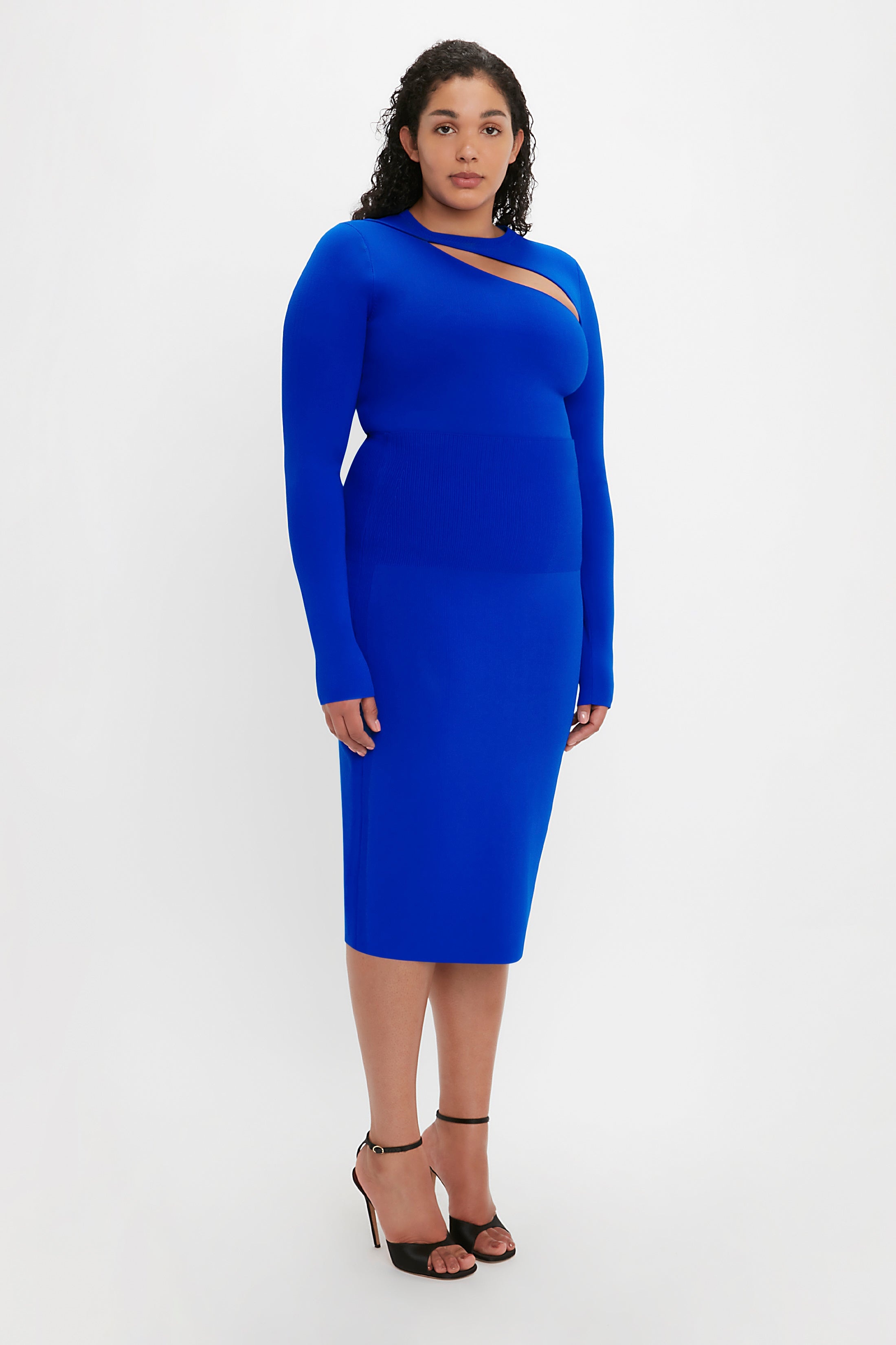 VB Body Front Slash Crew Neck Top In Cobalt - 9