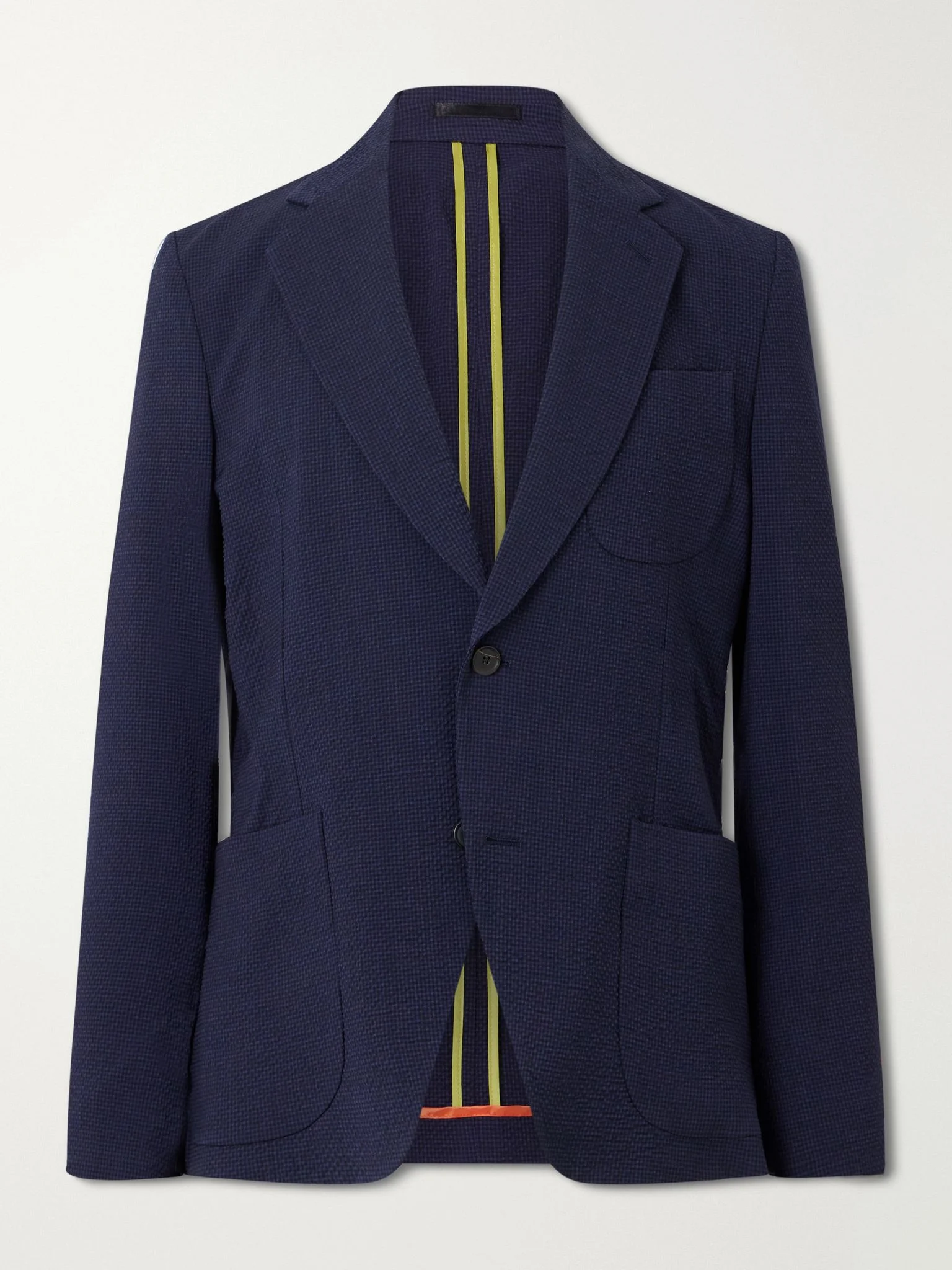 Wool-Blend Seersucker Suit Jacket Navy - 1