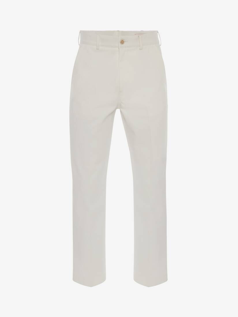 Cotton Gabardine Trouser in White - 1