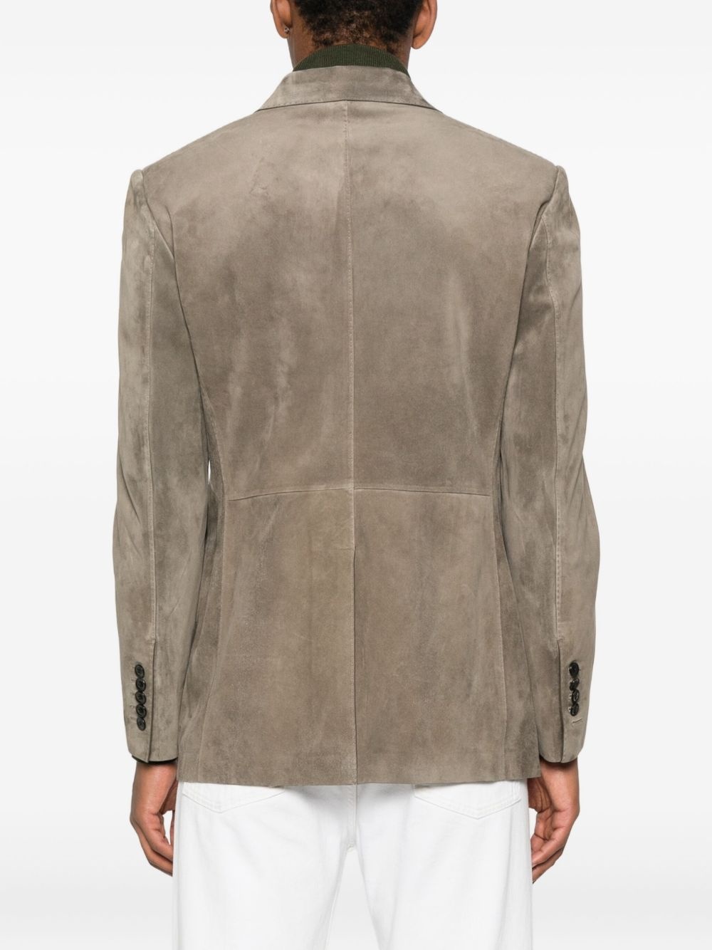 single-breasted suede blazer - 4