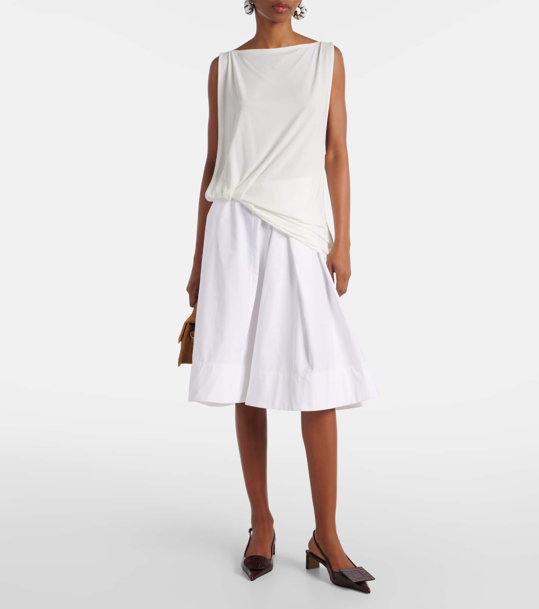 Salon cotton poplin midi skirt - 2
