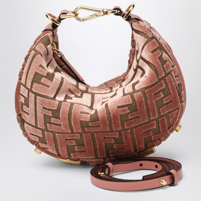 Fendi Pink Velvet Fendigraphy Mini Bag Women - 1
