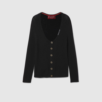 GUCCI Extra fine rib wool and silk cardigan outlook