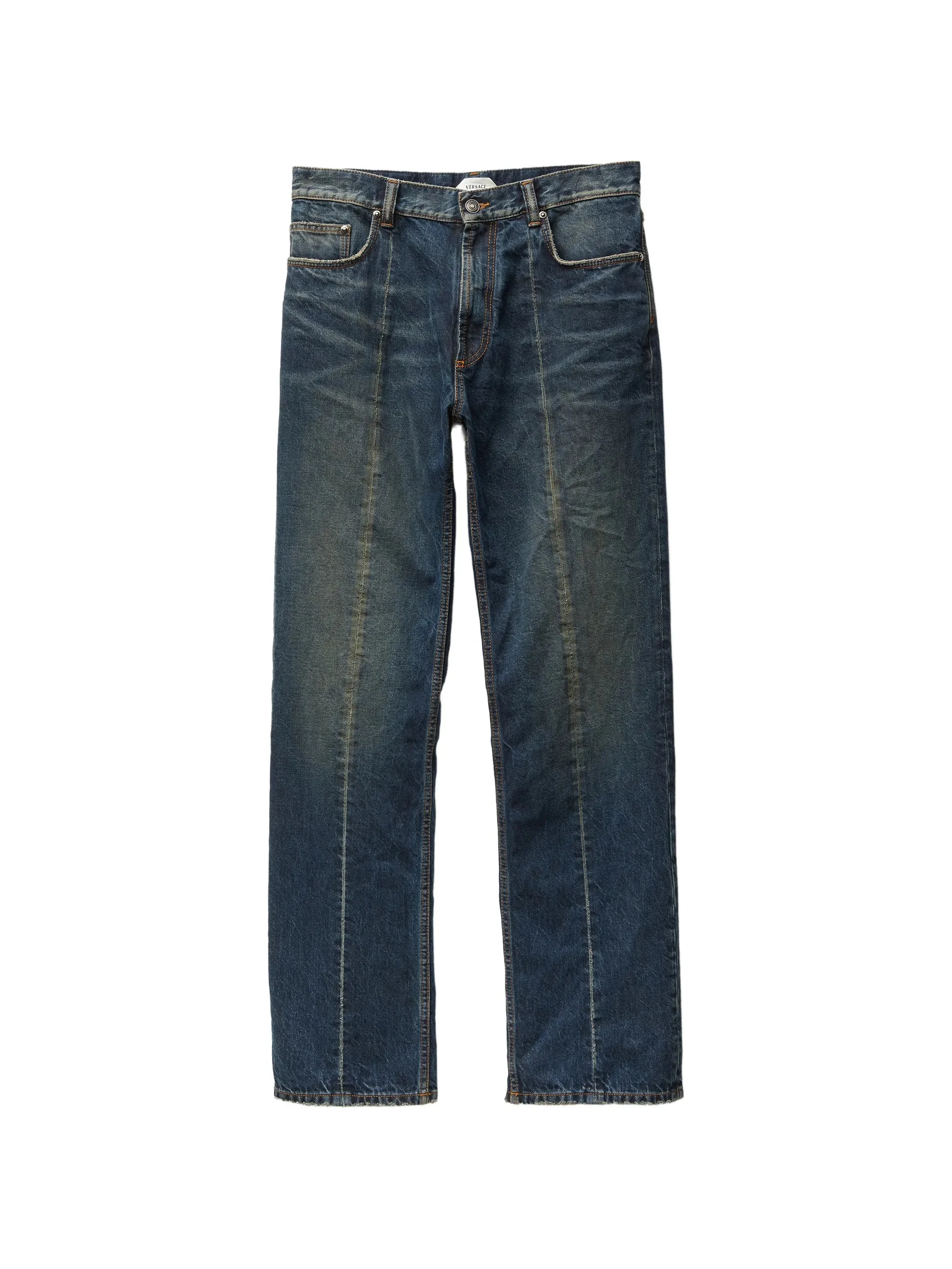 distressed straight jeans - 1