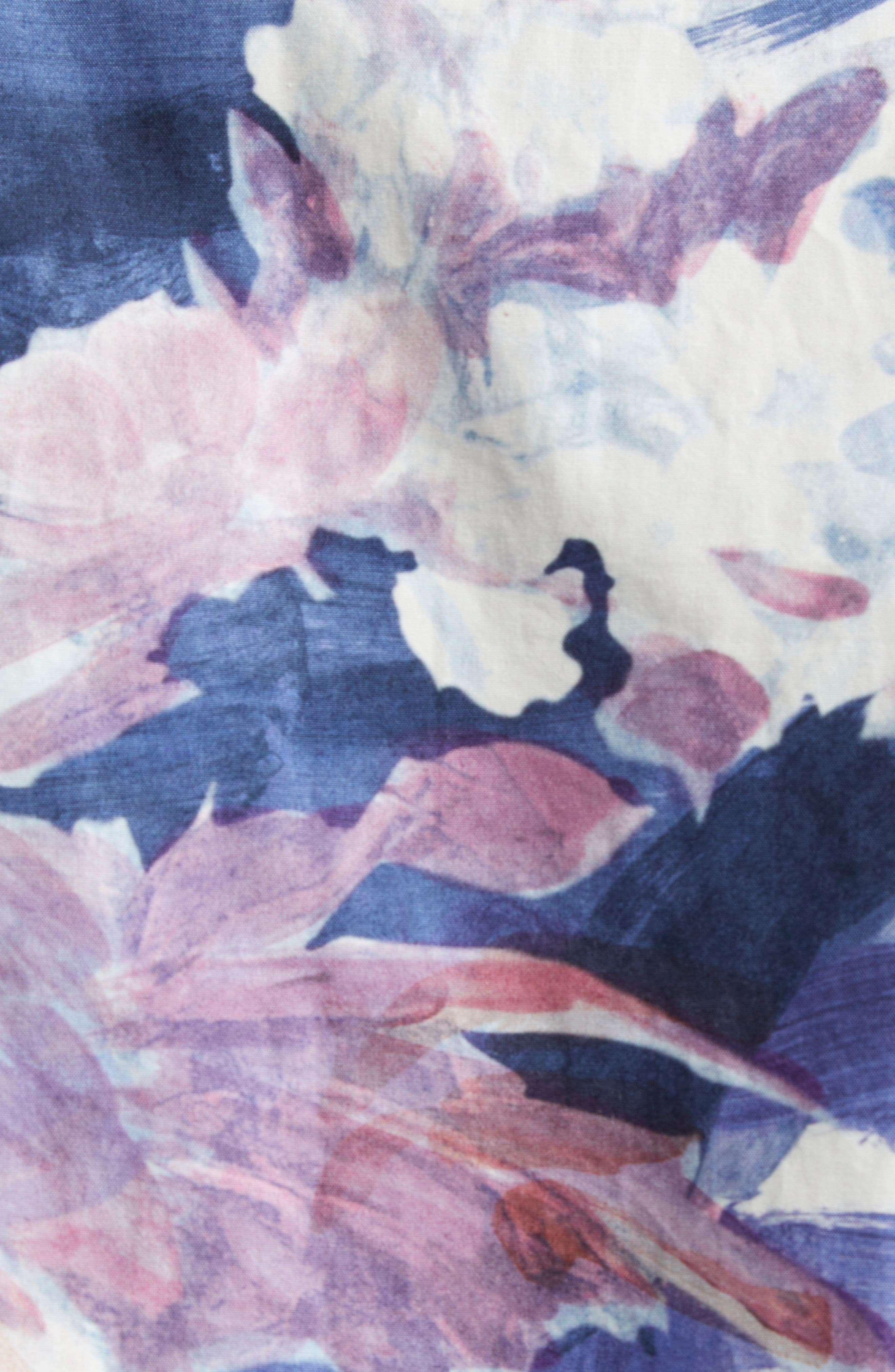 Erdem Floral Print Sleeveless Crinkled Satin Midi Dress in Artist Garden Pale Cobalt at Nordstrom - 6