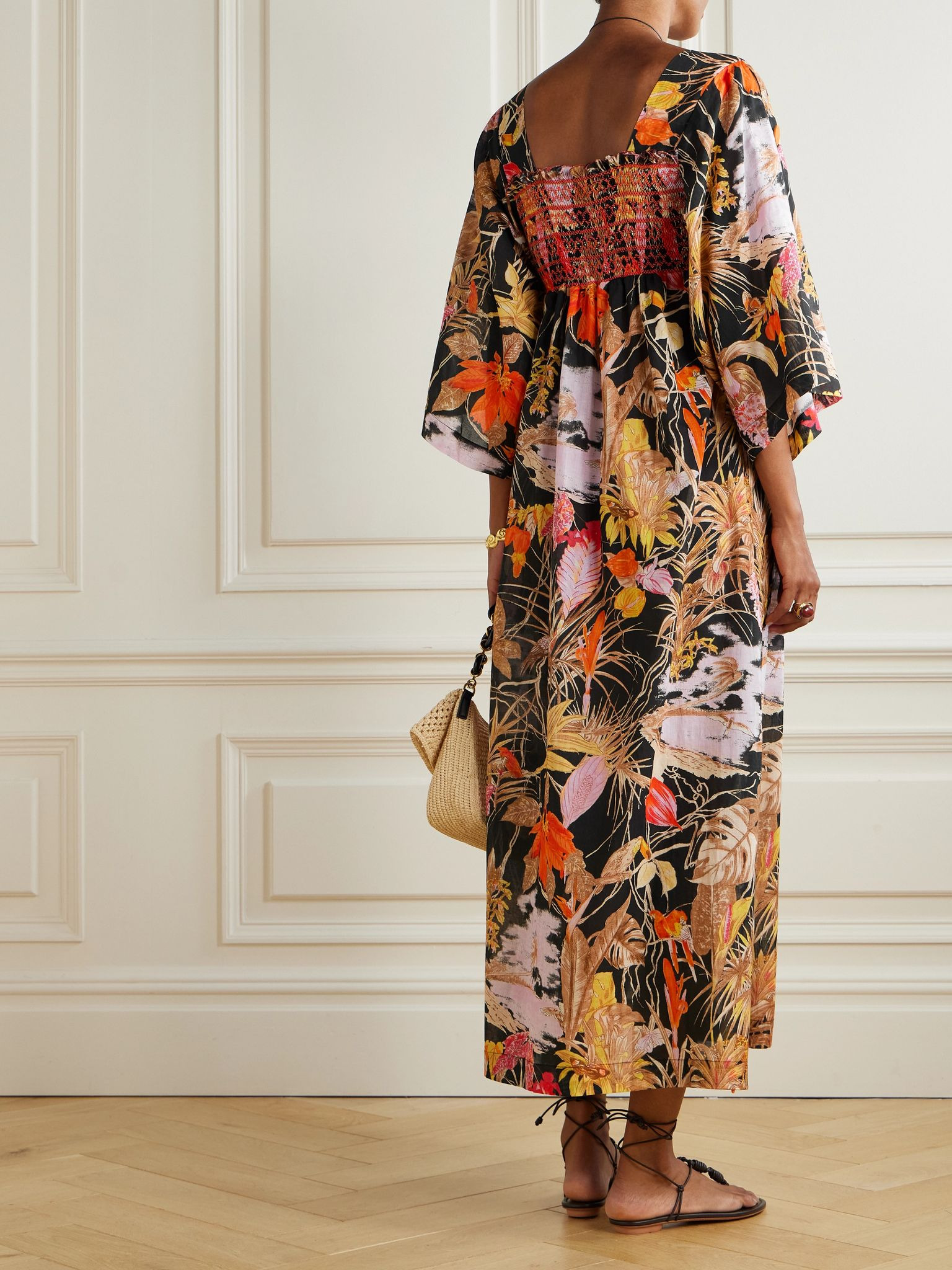 Malibu smocked printed cotton midi dress Multi - 3