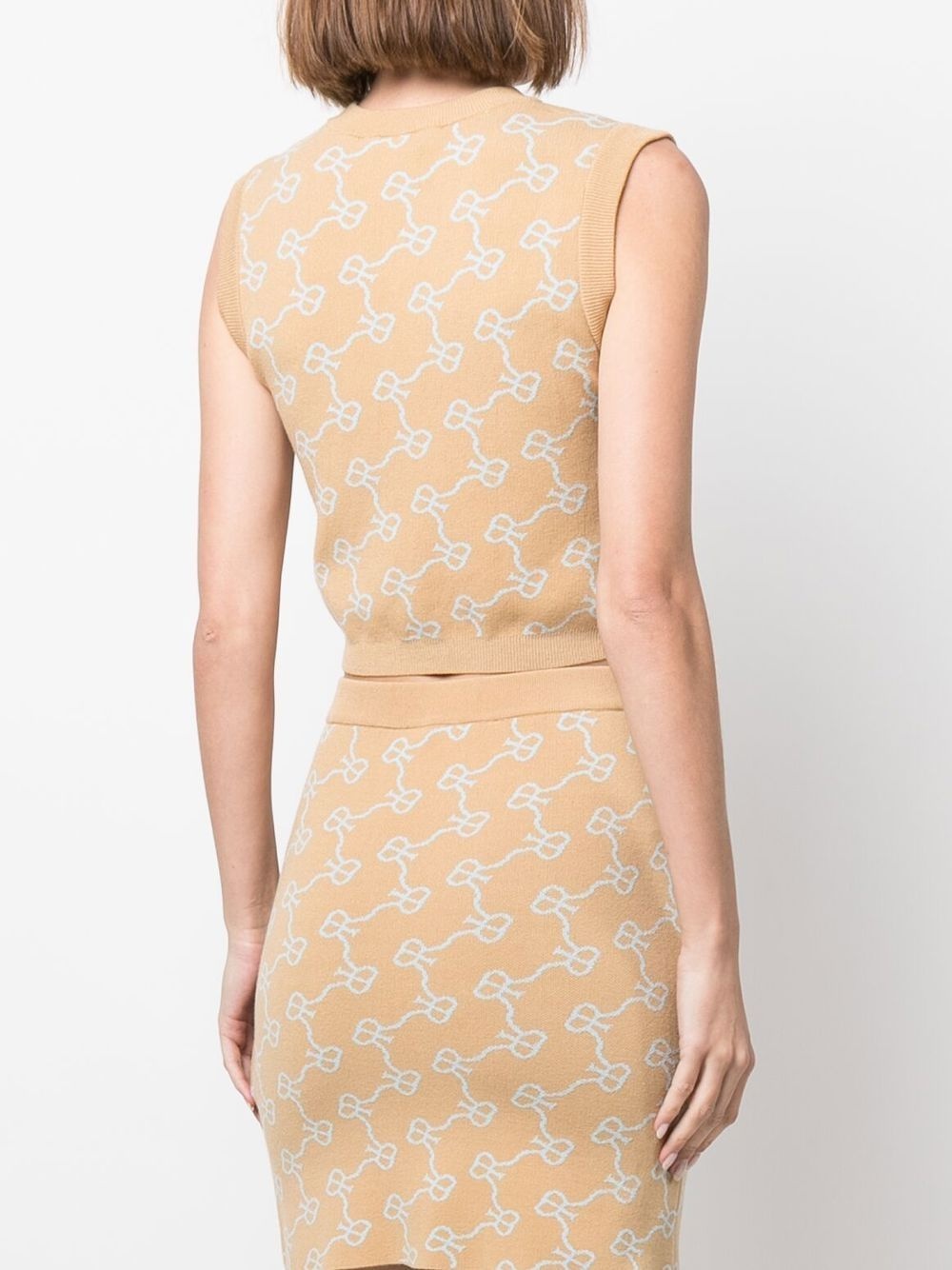 monogram pattern knitted vest - 4