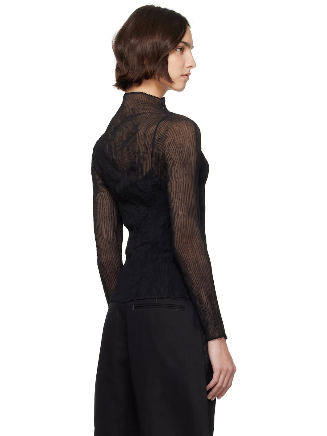 Black Chiffon Twist BK/WT-56 Turtleneck - 3