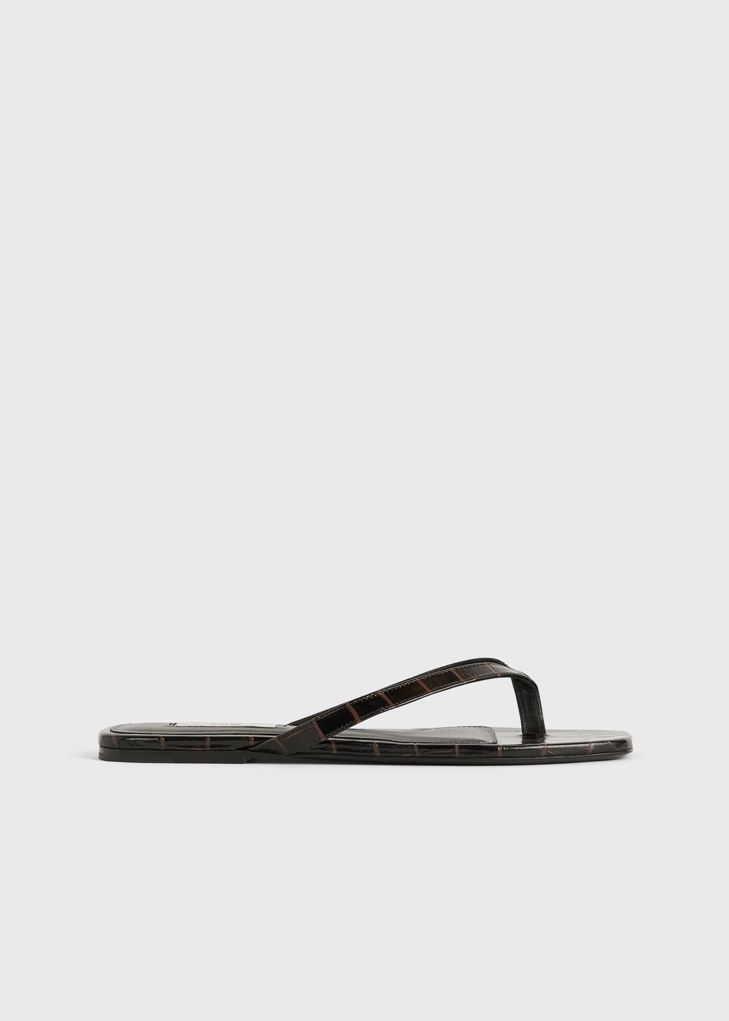 Croco-embossed flip flops dark brown - 7