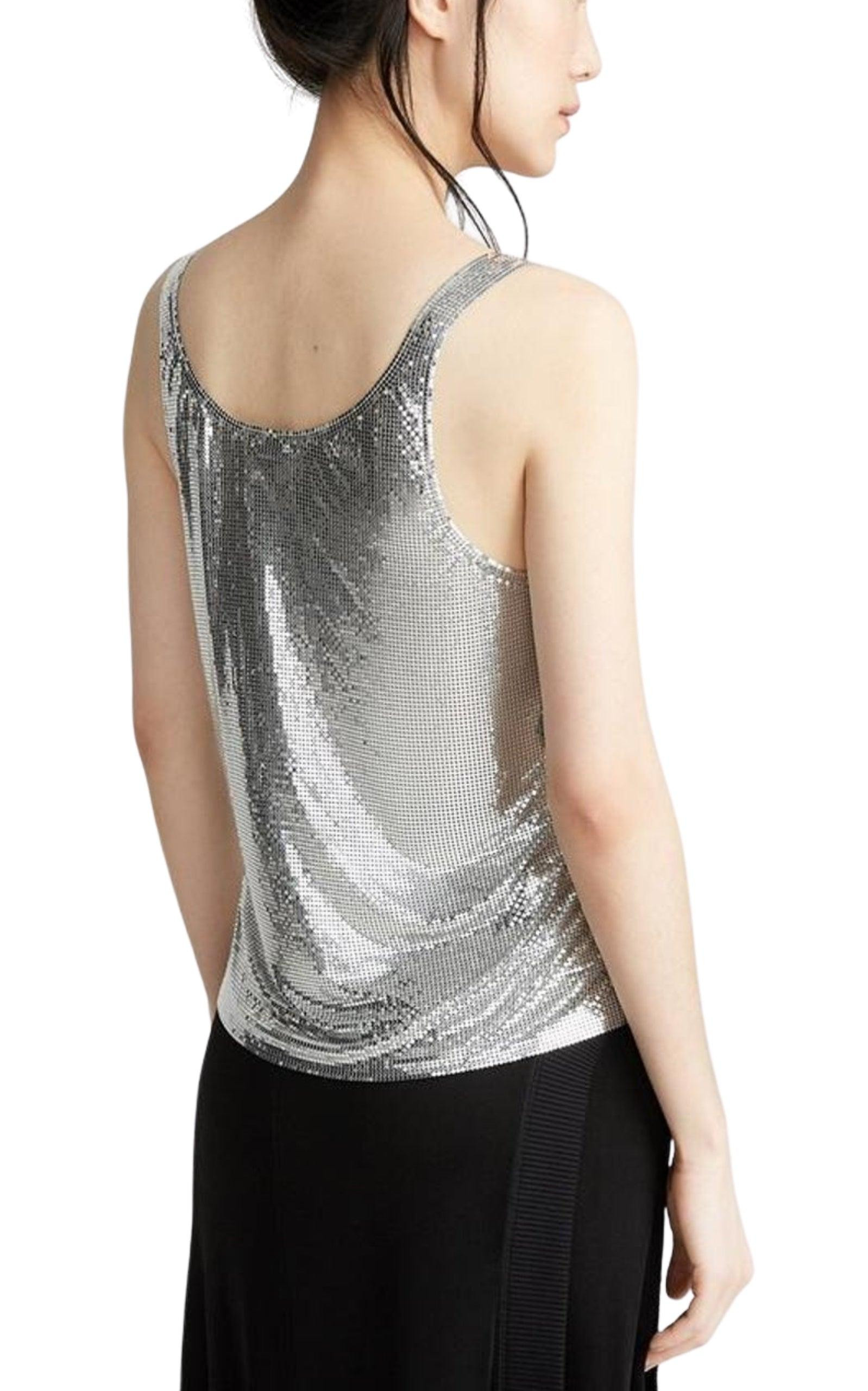 Silver Asymmetric Metal Mesh Top - 3