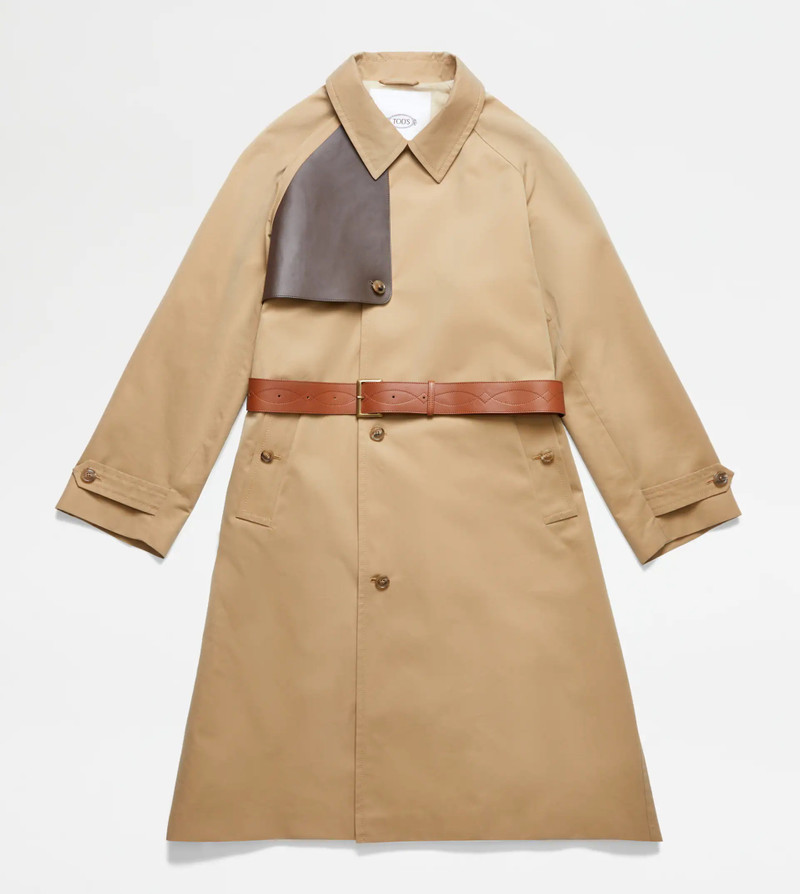 TRENCH COAT WITH LEATHER INSERTS - BEIGE 1