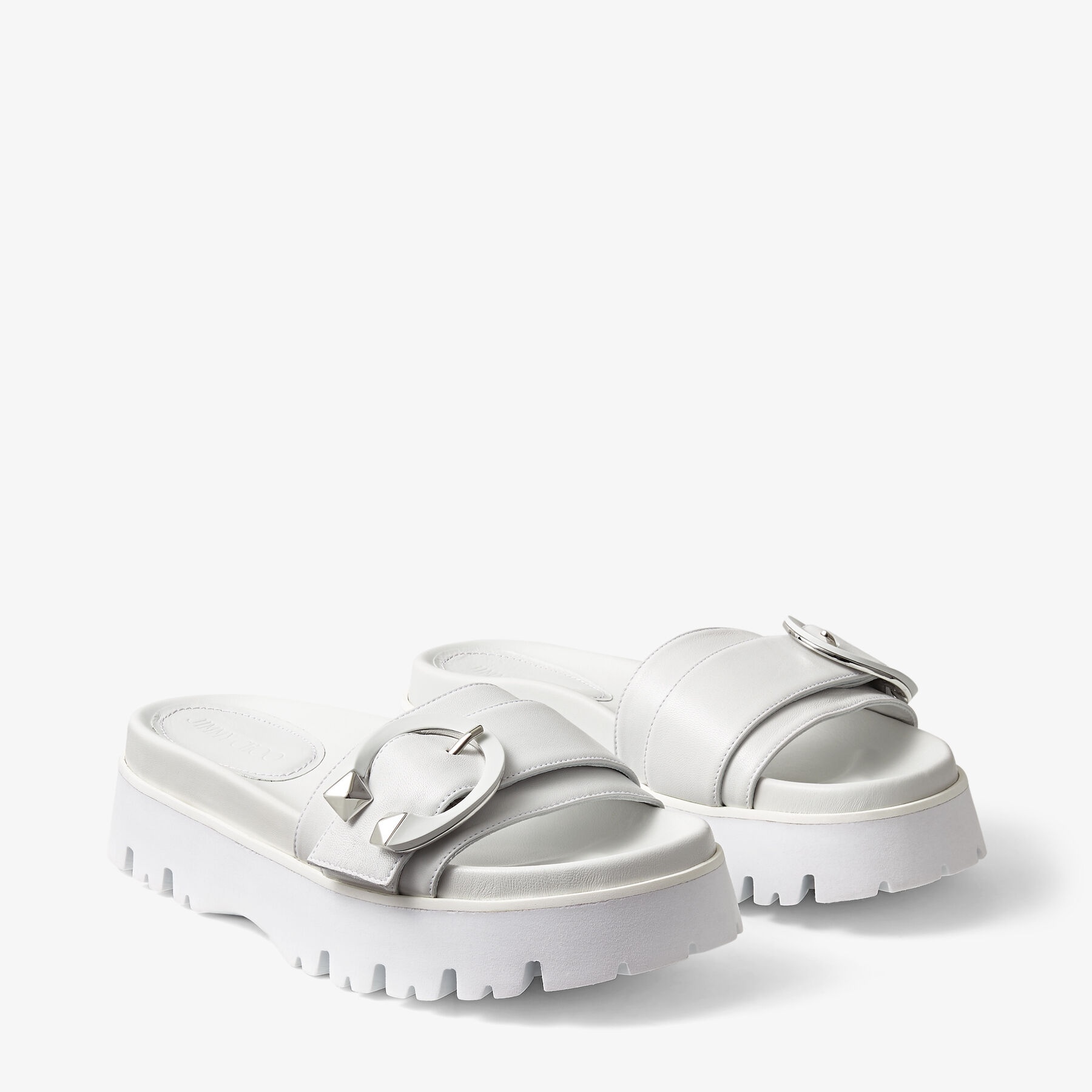 Maiti Flat
White Nappa Leather Platform Sandals with C-Buckle - 2