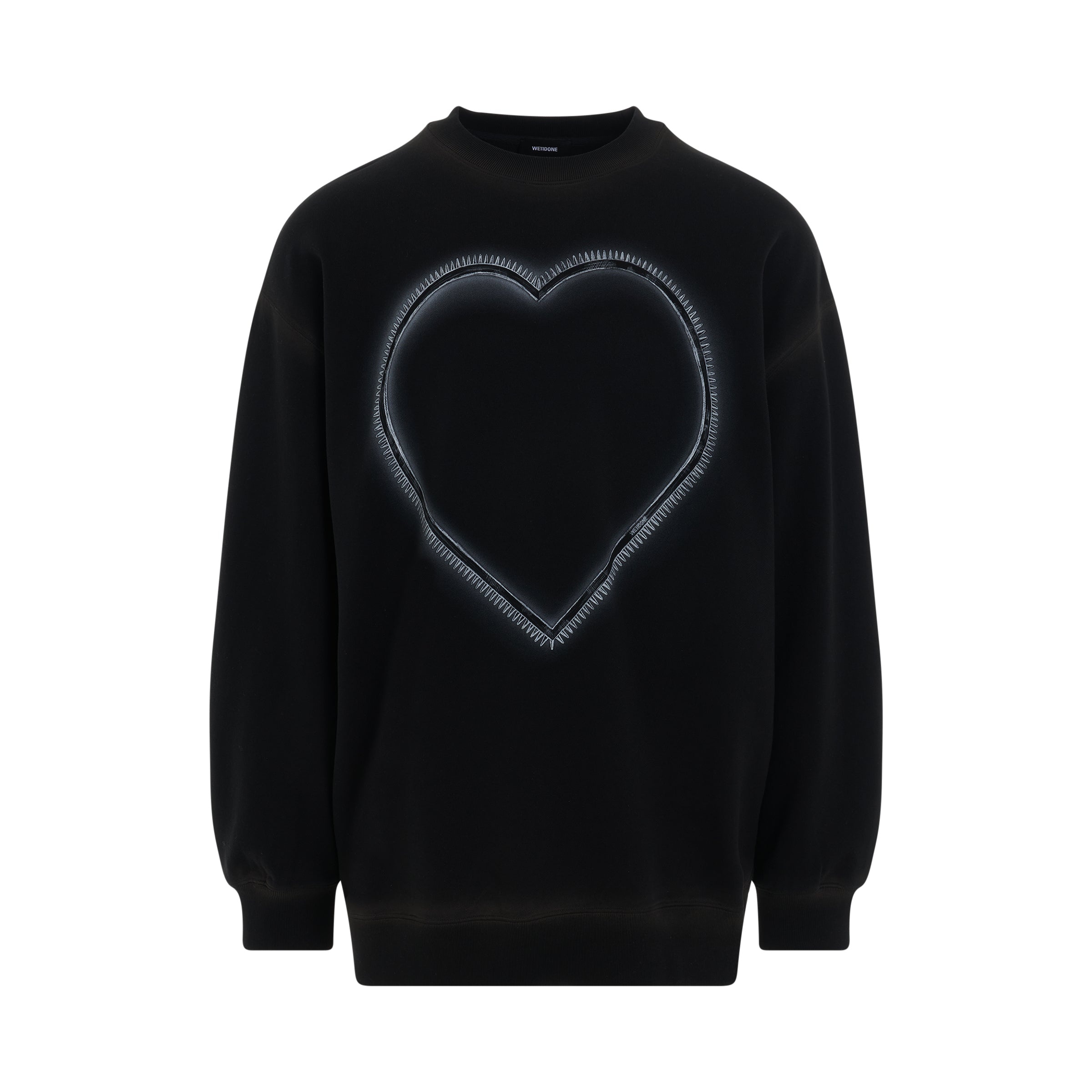 Heart Choker Print Sweatshirt in Black - 1