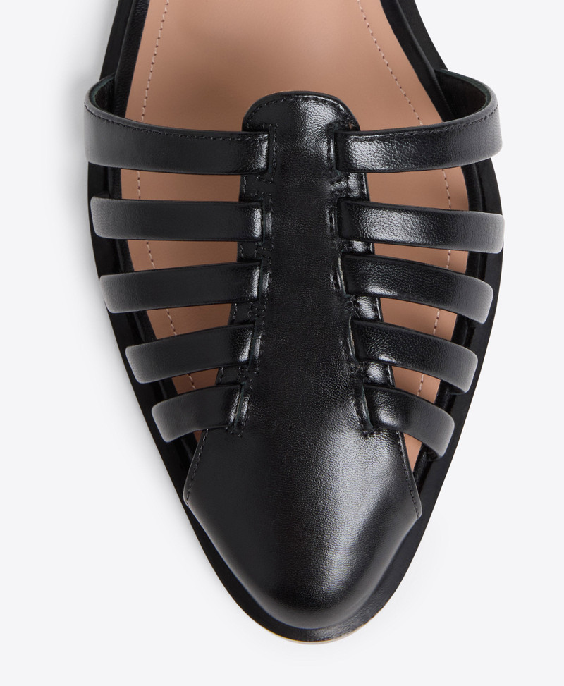 Eleonora Black Leather Flat Mules 4