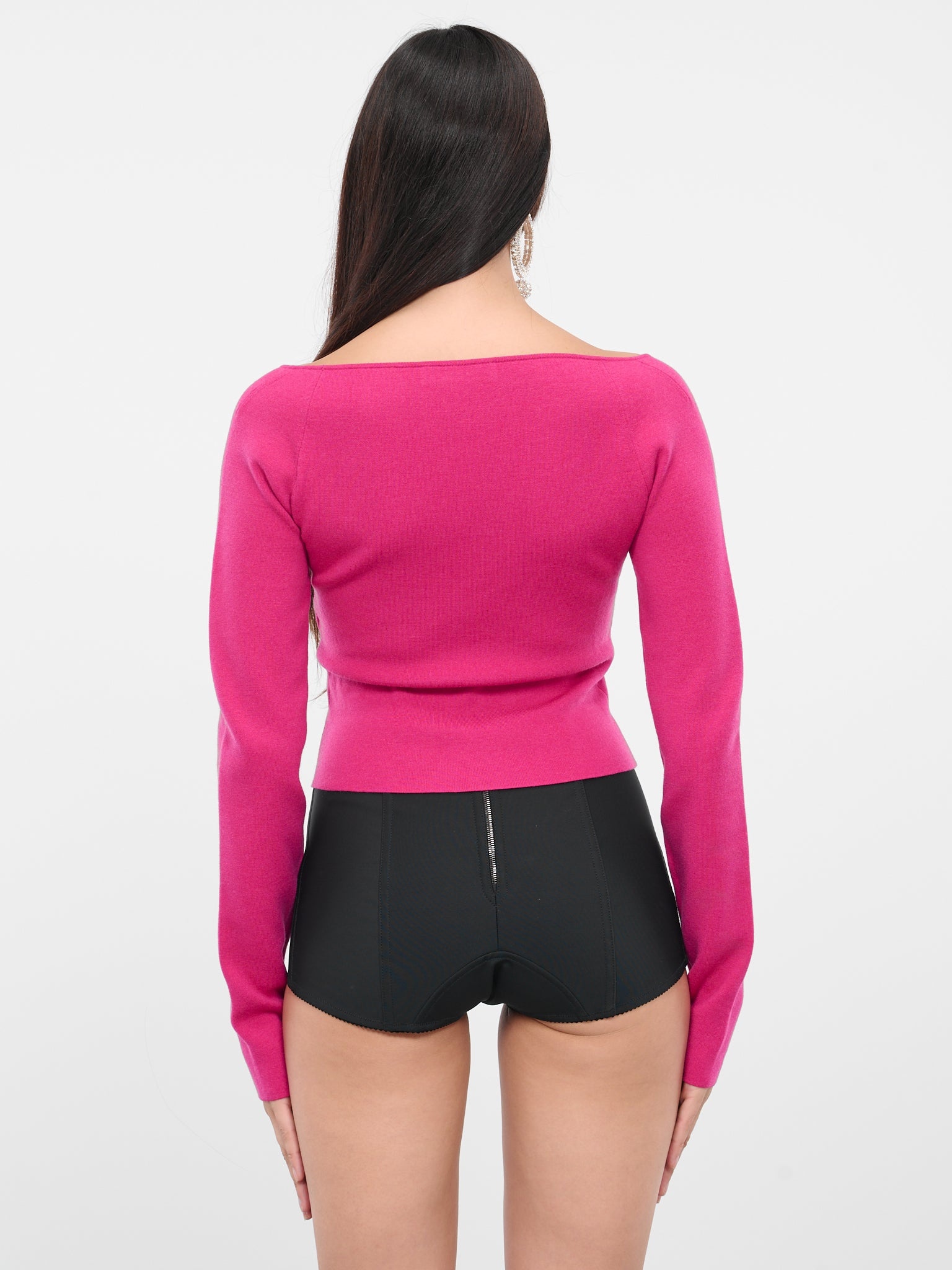 Tシャツ・カットソー Nina Ricci Bardot Neckline Slim-Fit Top NINA RICCI - COTTON POPLIN SHIRT WITH LOGO EMBROIDERY