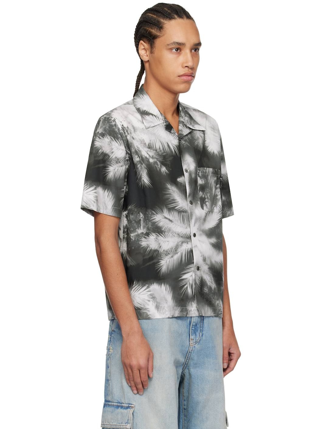 Black & Gray Blueprint Palms Shirt - 2
