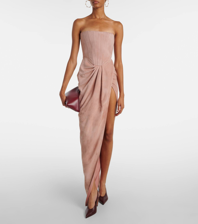 ALEX PERRY Draped suede bustier dress outlook