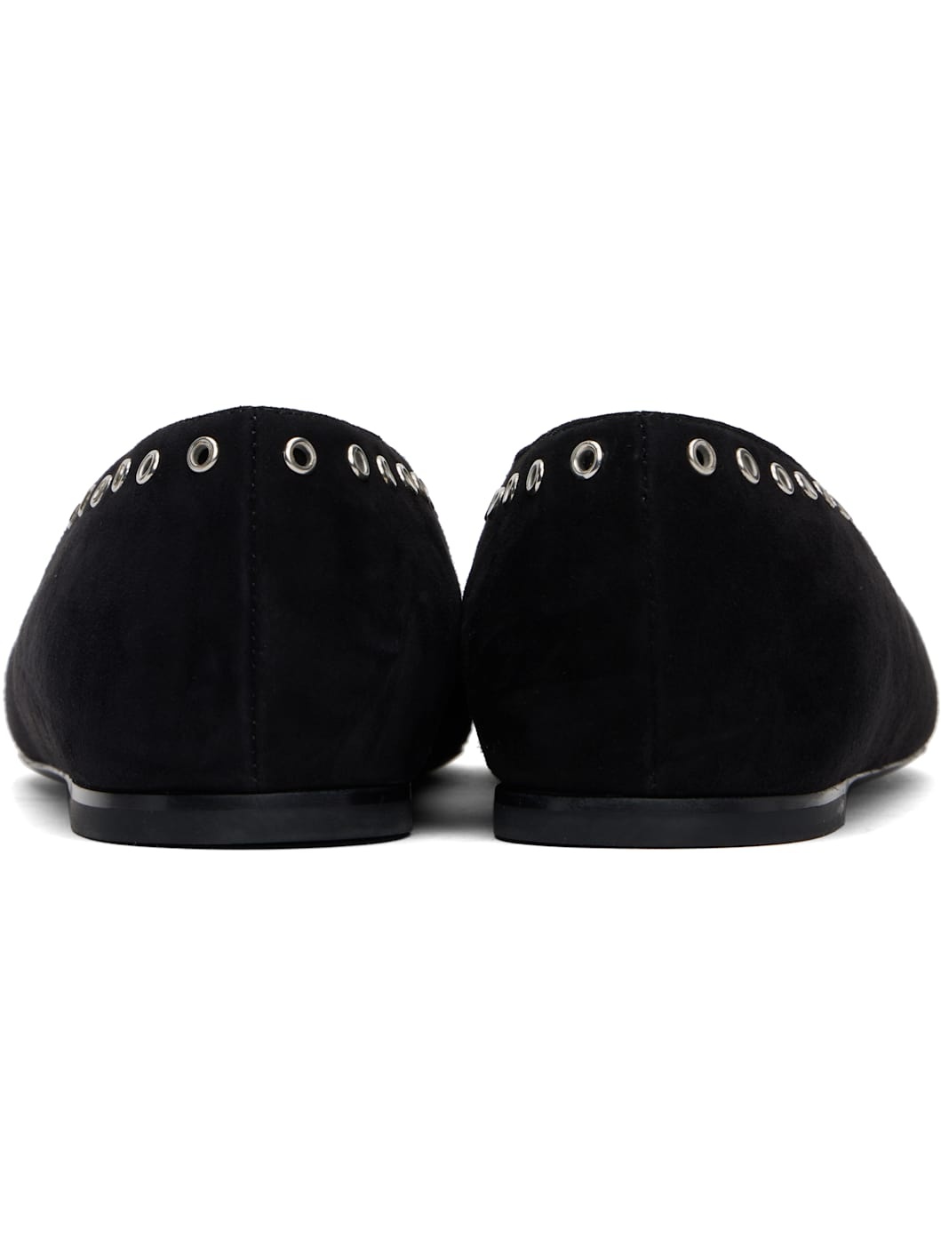 Black Suede Lace-Up Ballerina Flats - 2