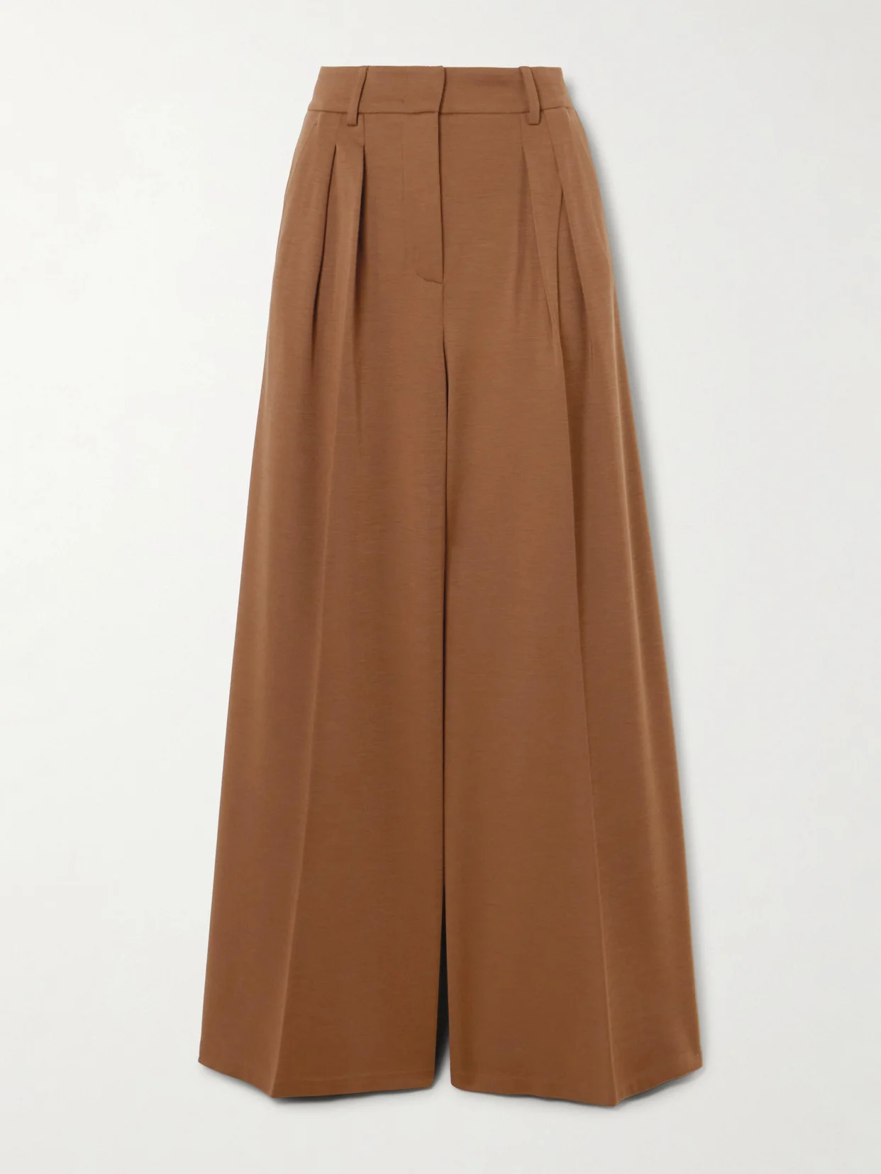 Natale Pleated Wool-jersey Wide-leg Pants - 1