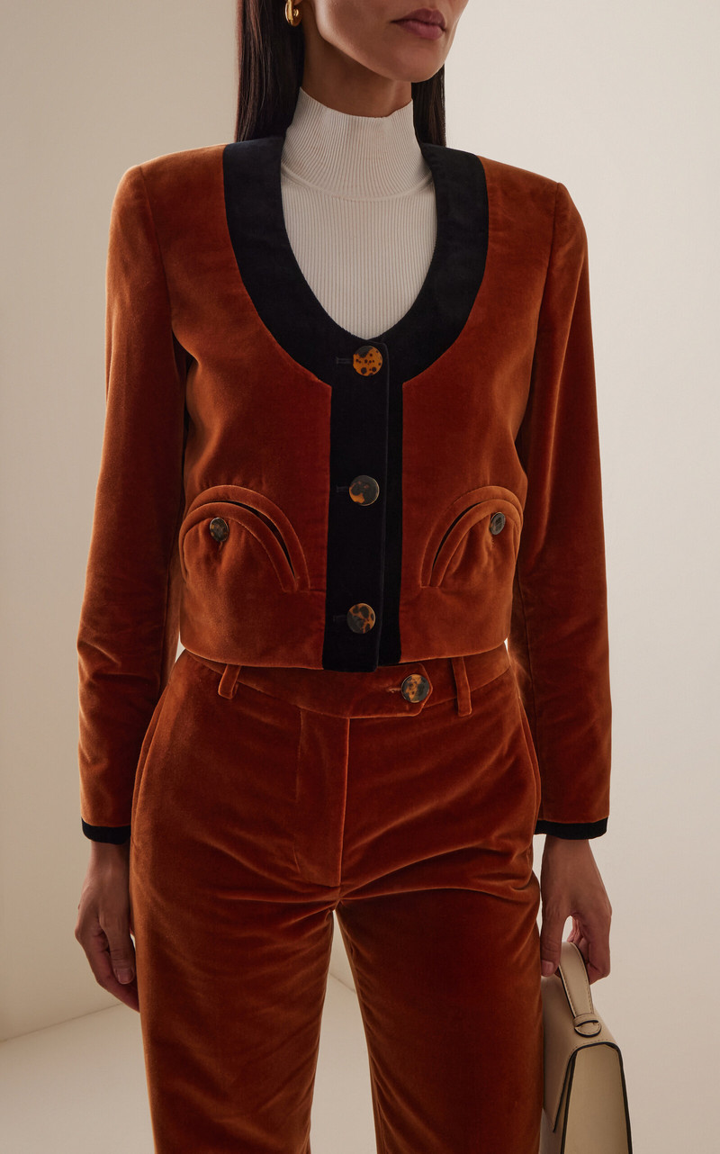 BLAZÉ MILANO Spiti Cotton-Velvet Bolero brown outlook