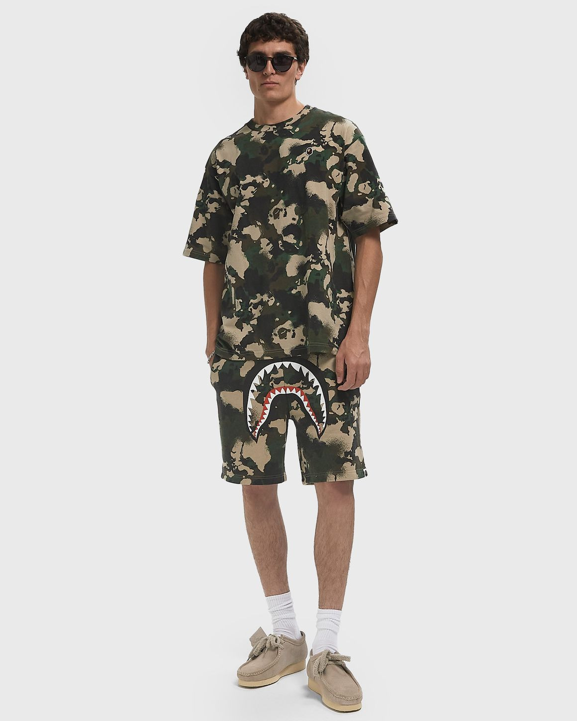 MAP CAMO REGULAR FIT SHARK SWEAT SHORTS - 2