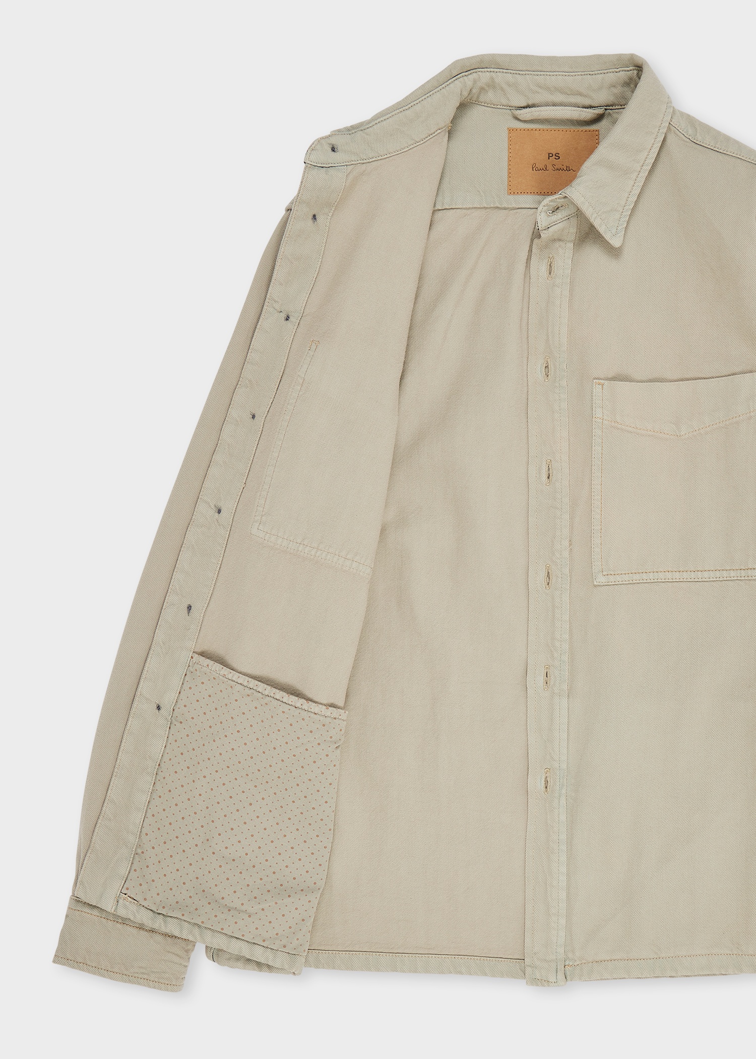 Beige Bleached Denim Shirt Jacket - 4
