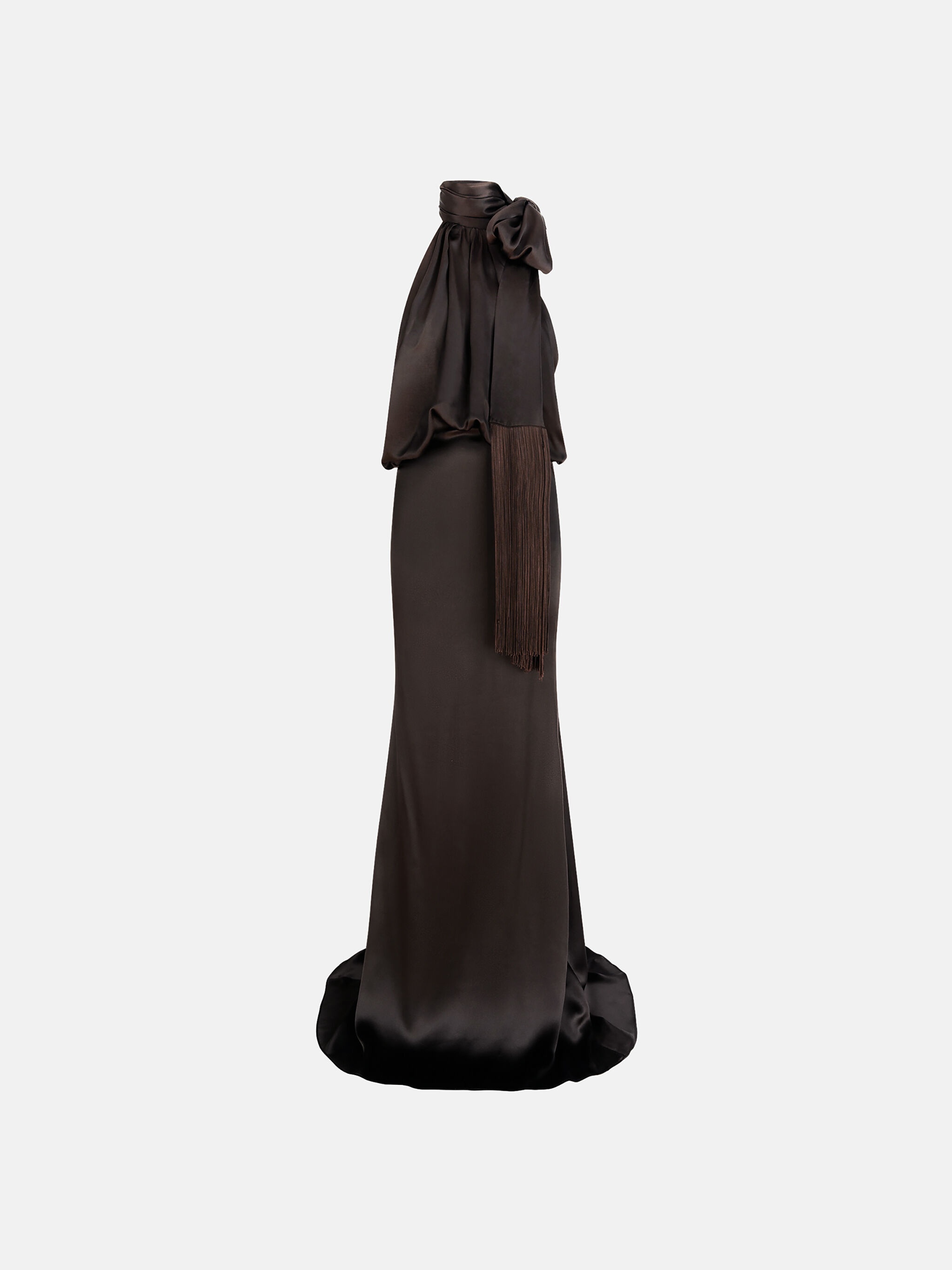 DARK BROWN LONG DRESS - 1