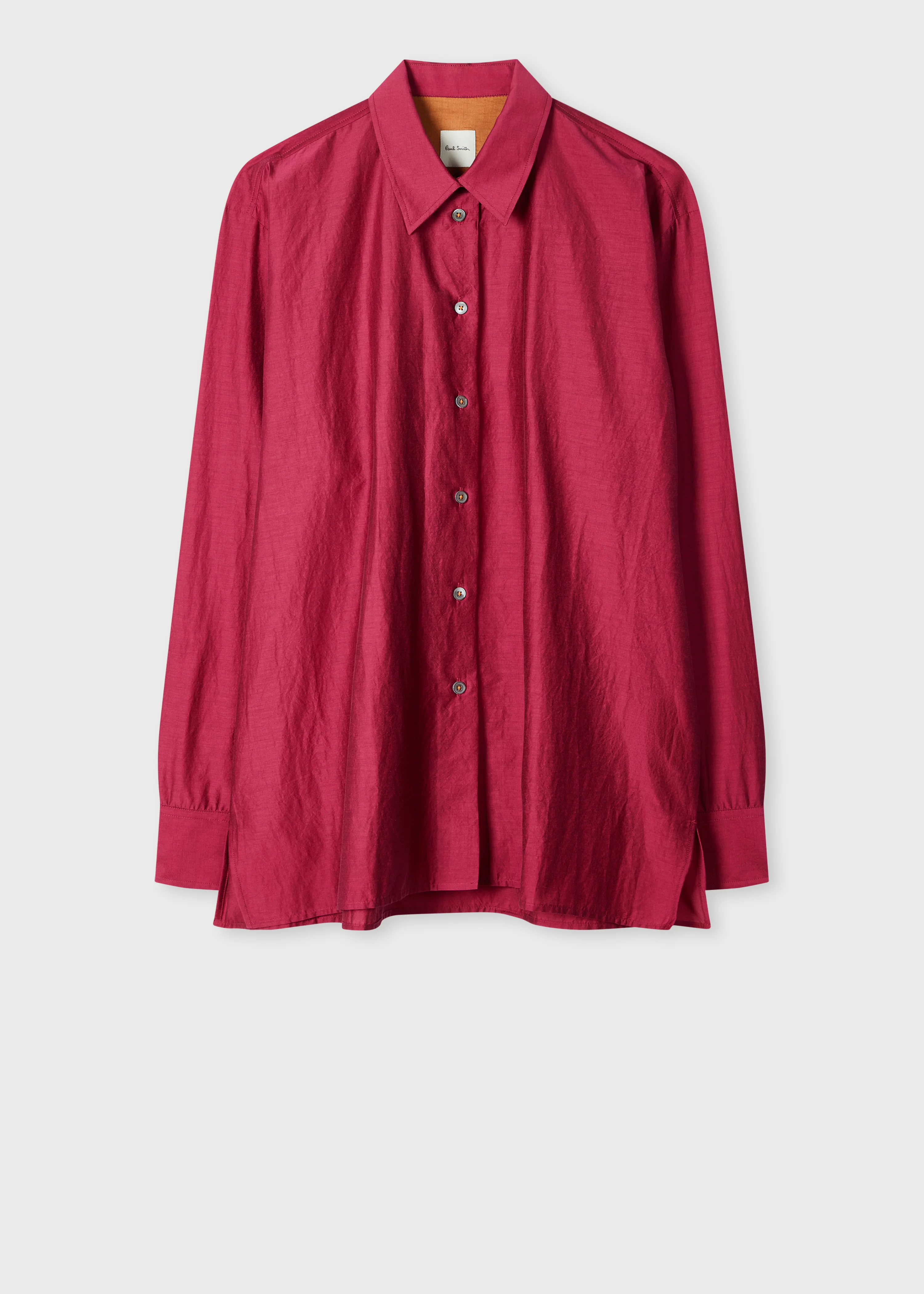 Women's Magenta Silk-Blend Long-Sleeve Shirt - 1