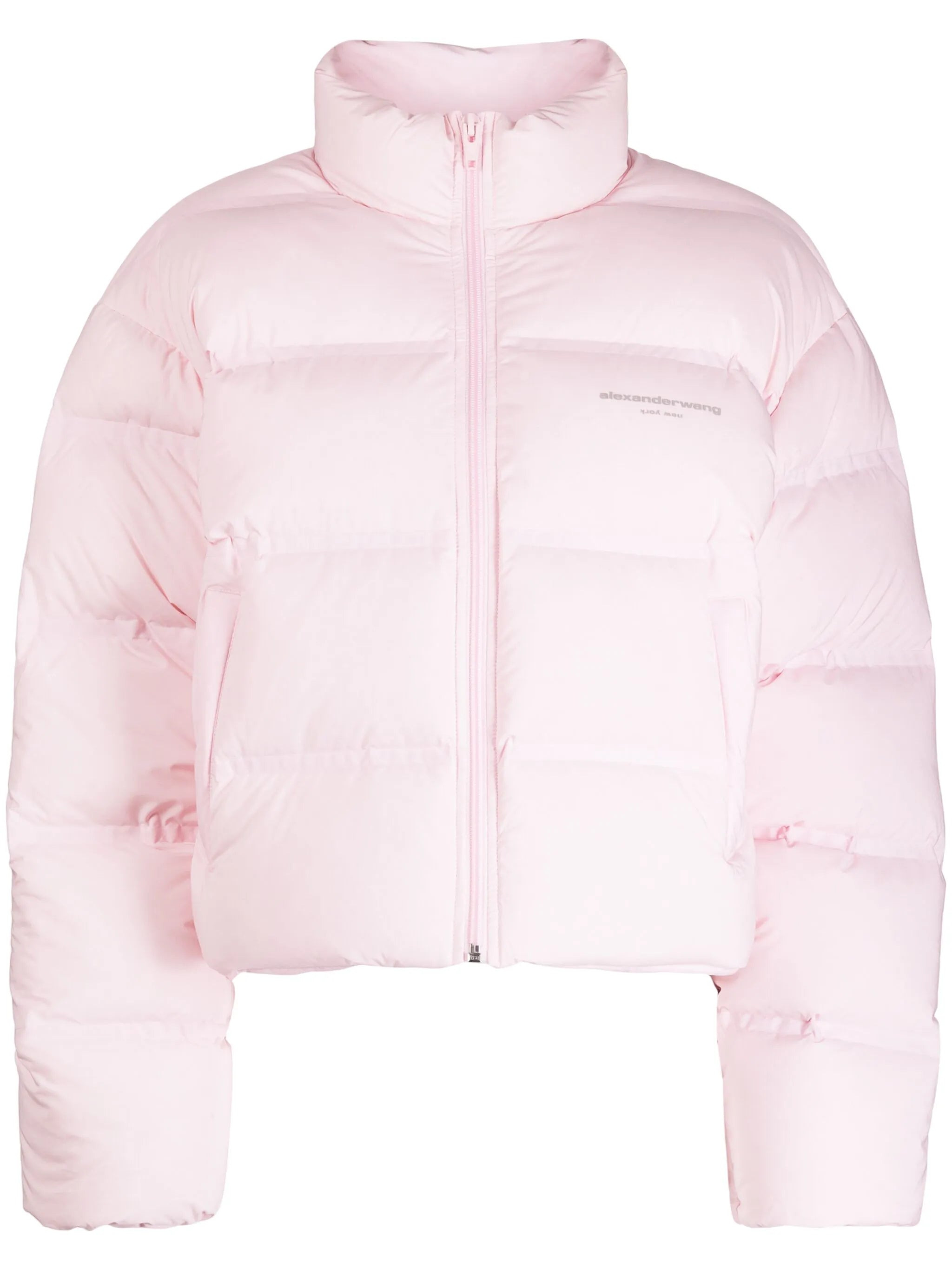 alexandewang アウター cropped hooded puffer coat with reflective logo in LIGHT