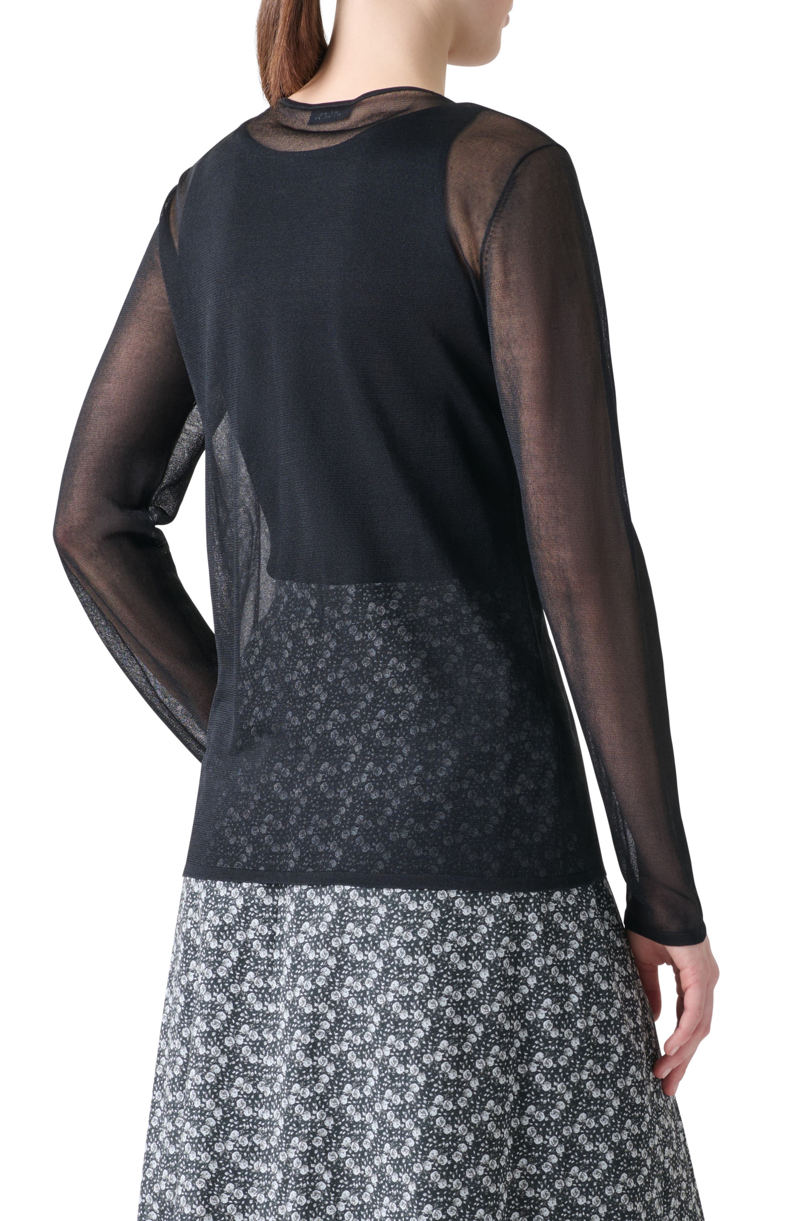 Akris Sheer Overlay Silk Sweater Tank in Black at Nordstrom - 2