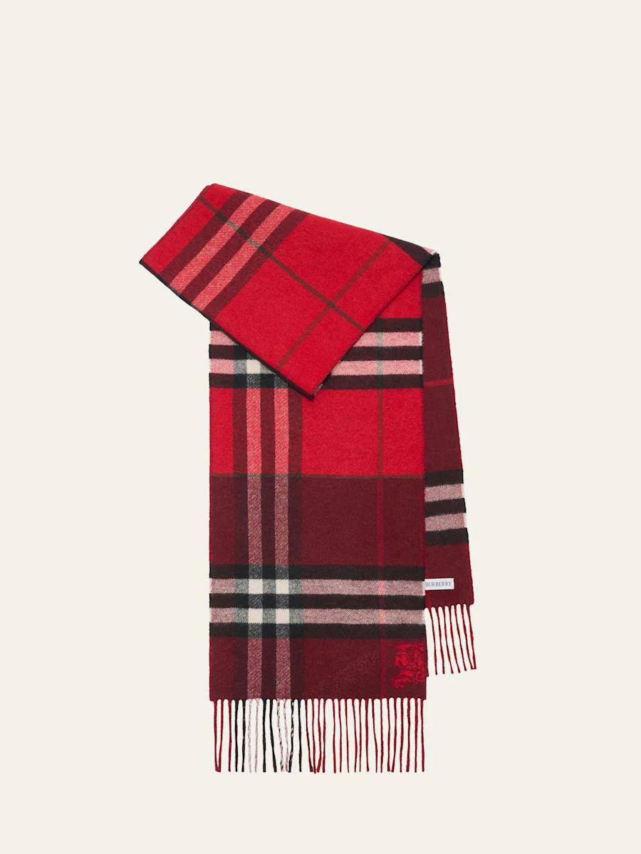 Double-Faced Wool Check Scarf - 1