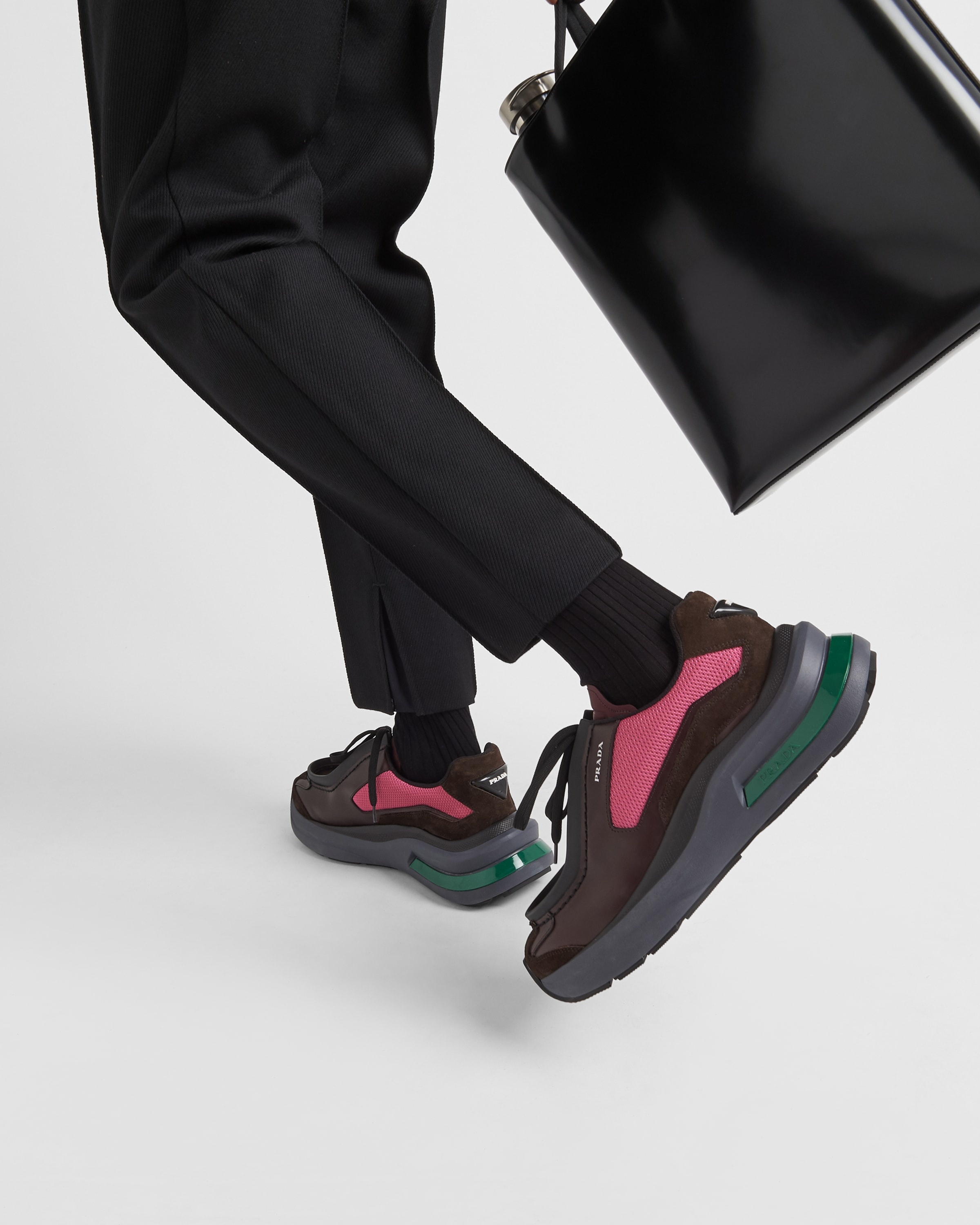 Systeme brushed leather sneakers with bike fabric and suede elements - 3