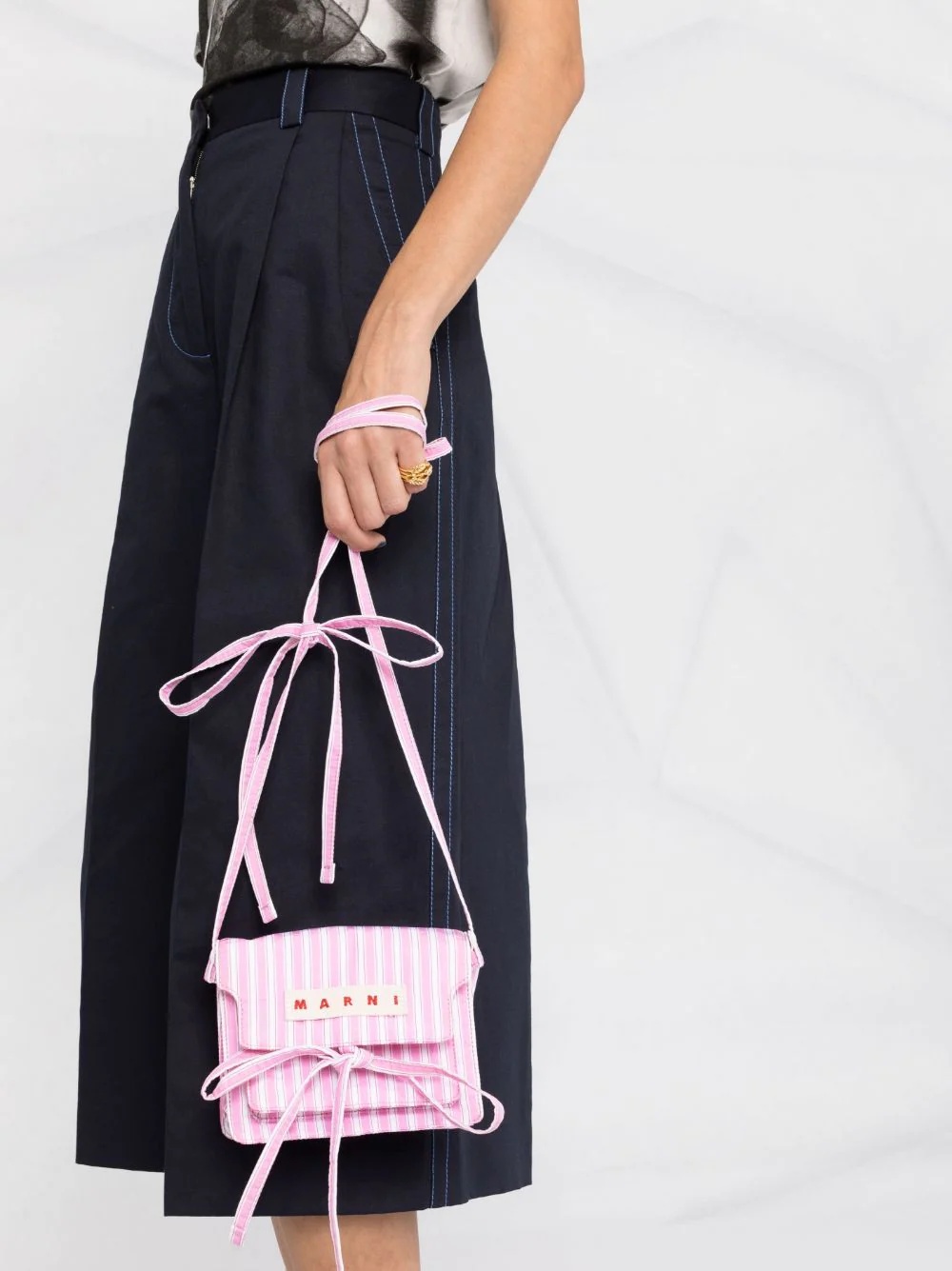 logo-patch stripe-pattern crossbody bag - 3