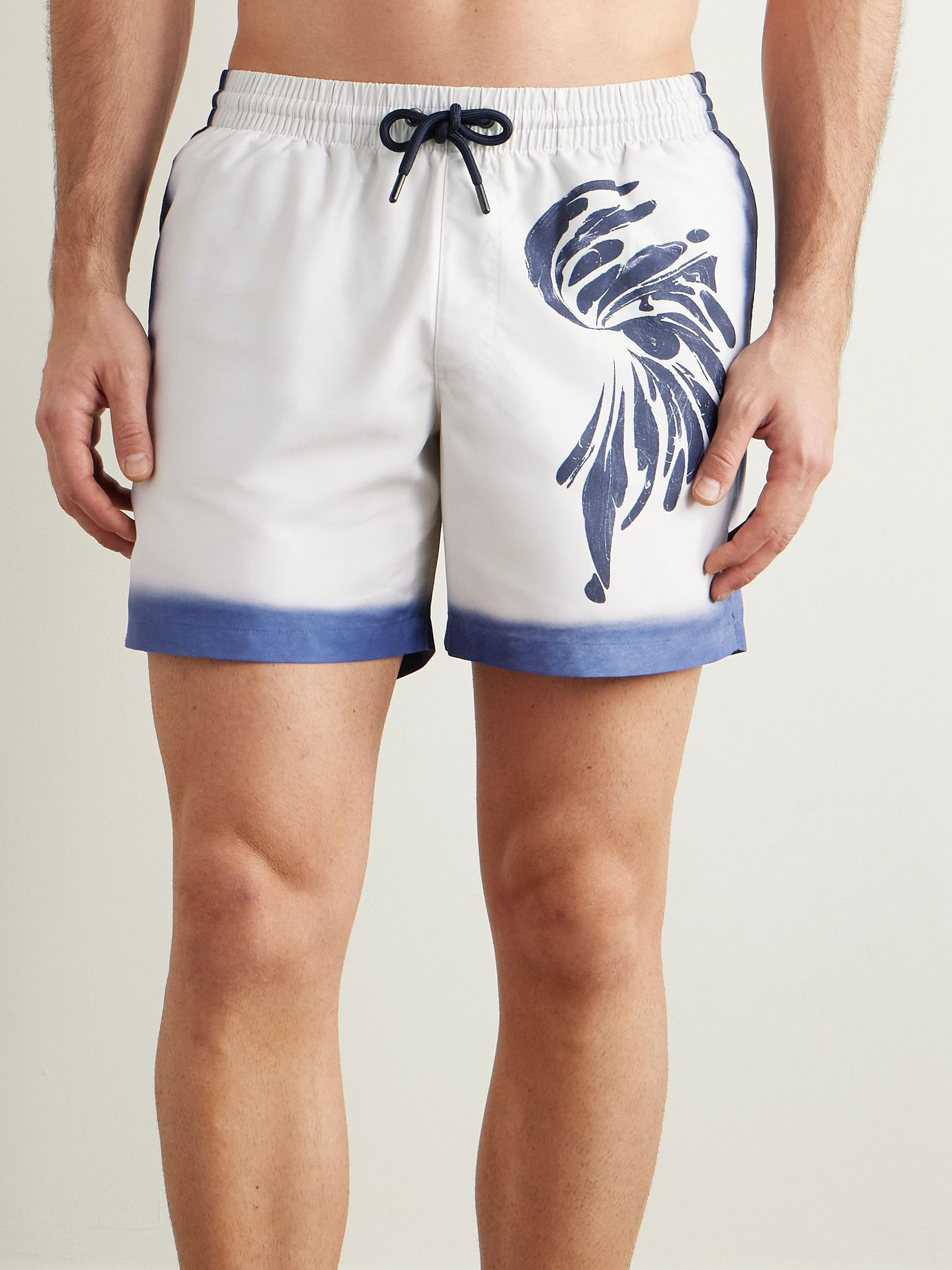 Straight-Leg Mid-Length Printed Swim Shorts Navy - 2